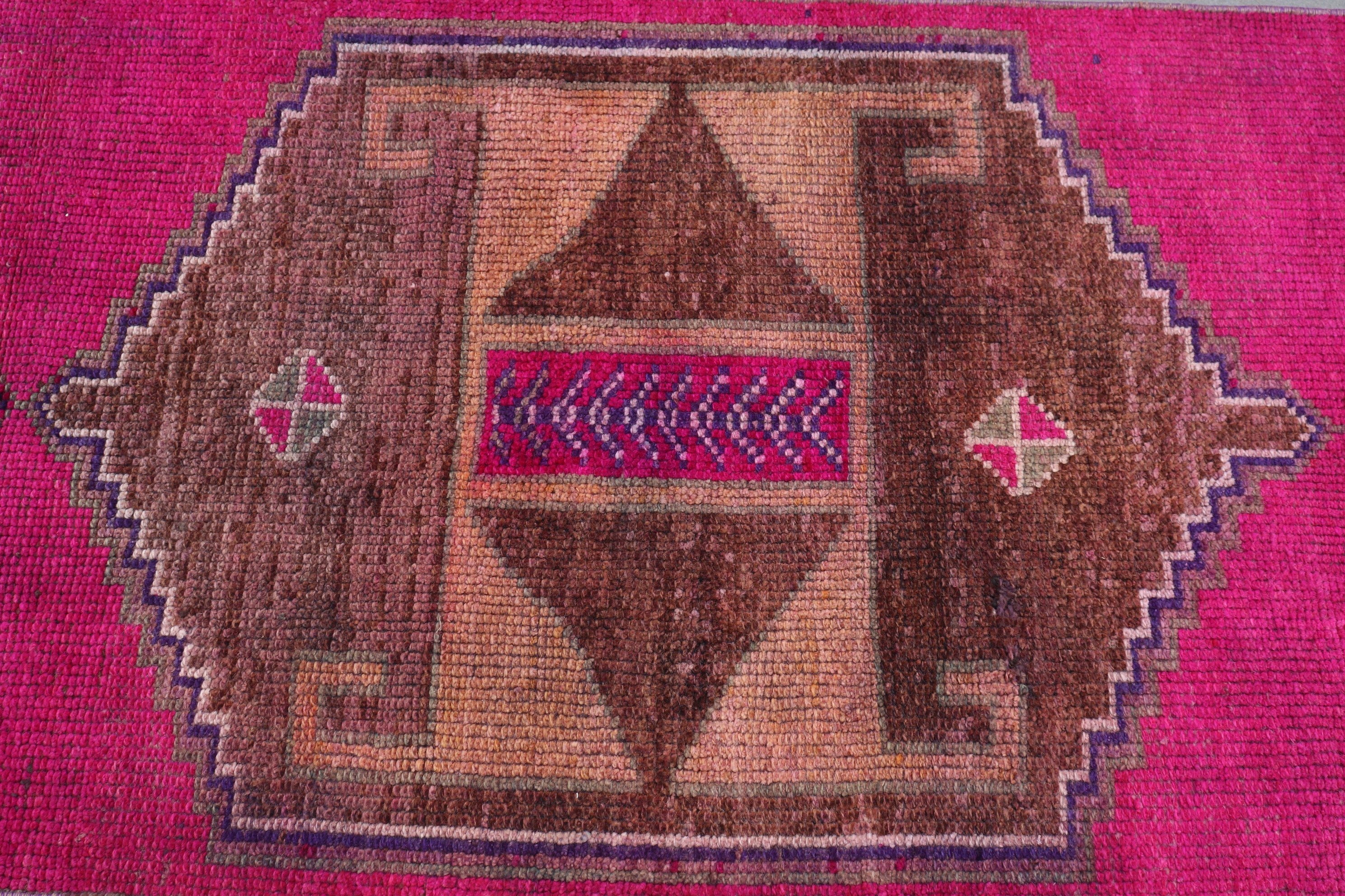 Oushak Rugs, Turkish Rug, Vintage Rugs, 2.8x11.6 ft Runner Rug, Stair Rugs, Pink Cool Rugs, Rugs for Kitchen, Corridor Rug