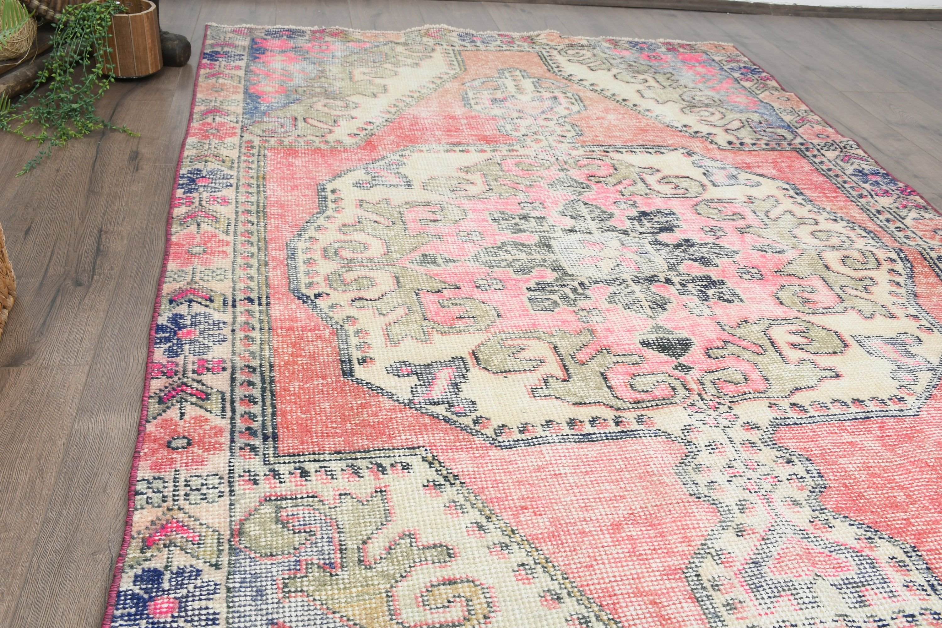 Turkish Rug, Indoor Rug, Living Room Rugs, Rugs for Nursery, Floor Rug, 4.2x7.1 ft Area Rugs, Vintage Rugs, Cool Rug, Pink Home Decor Rugs