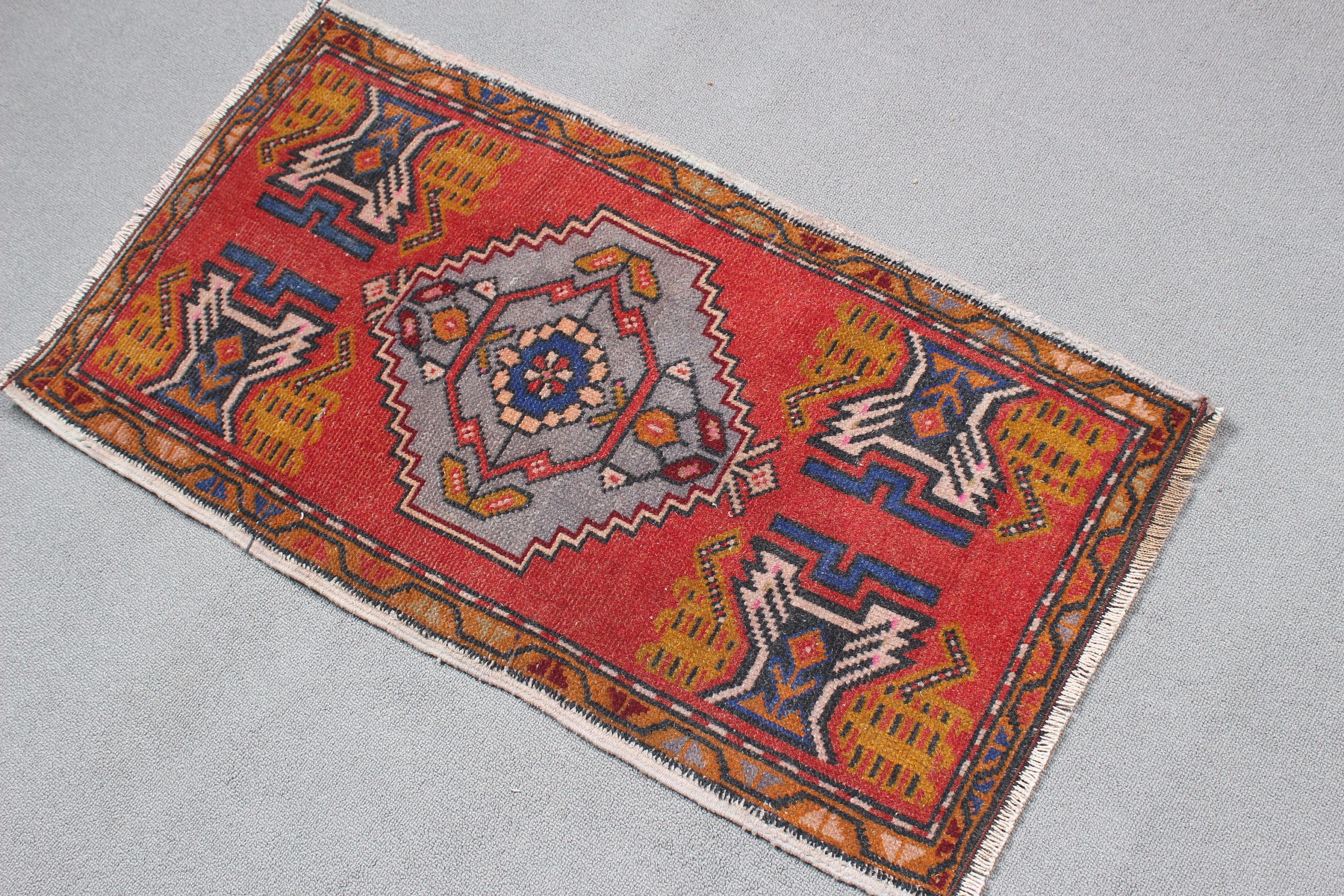 Vintage Rug, Red Handwoven Rugs, Small Area Rugs, Luxury Rugs, Tribal Rugs, Boho Rugs, 1.7x3.2 ft Small Rug, Turkish Rug, Wall Hanging Rugs