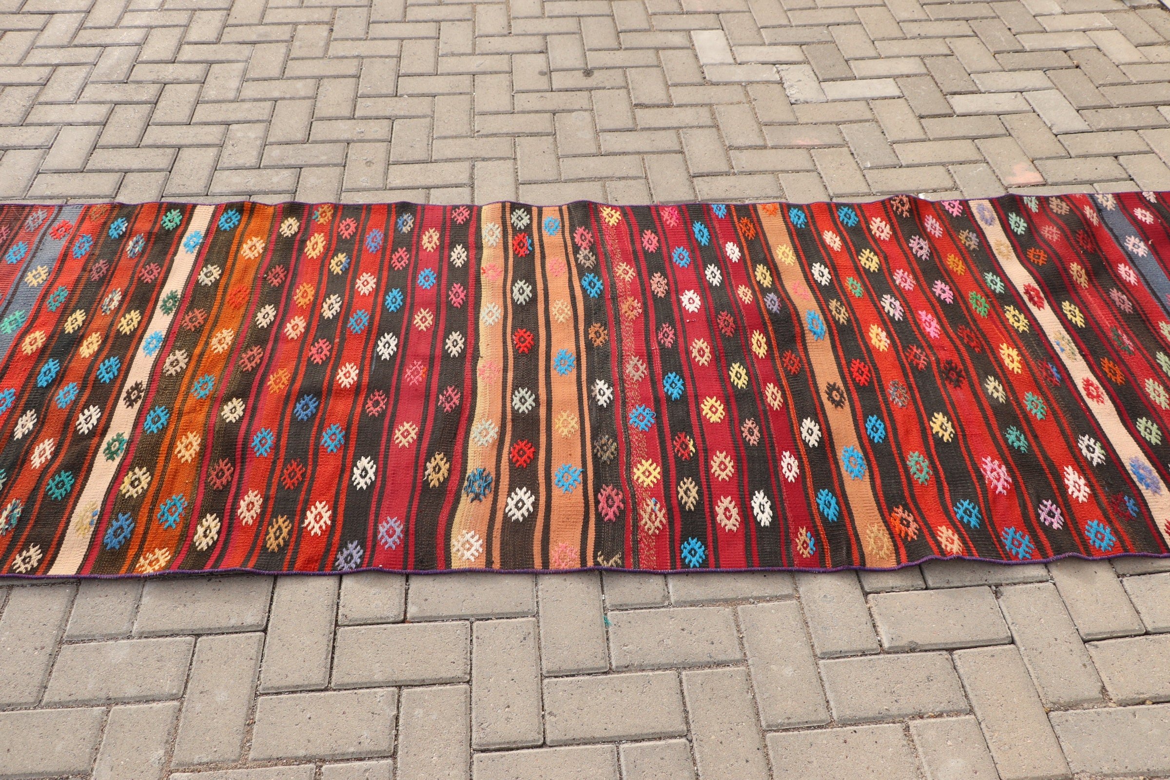 Koridor Halısı, Vintage Halılar, Türk Halıları, Kilim, Mutfak Halıları, Antika Halılar, 3.2x9.4 ft Yolluk Halısı, Gökkuşağı Ev Dekorasyonu Halısı, Anadolu Halısı