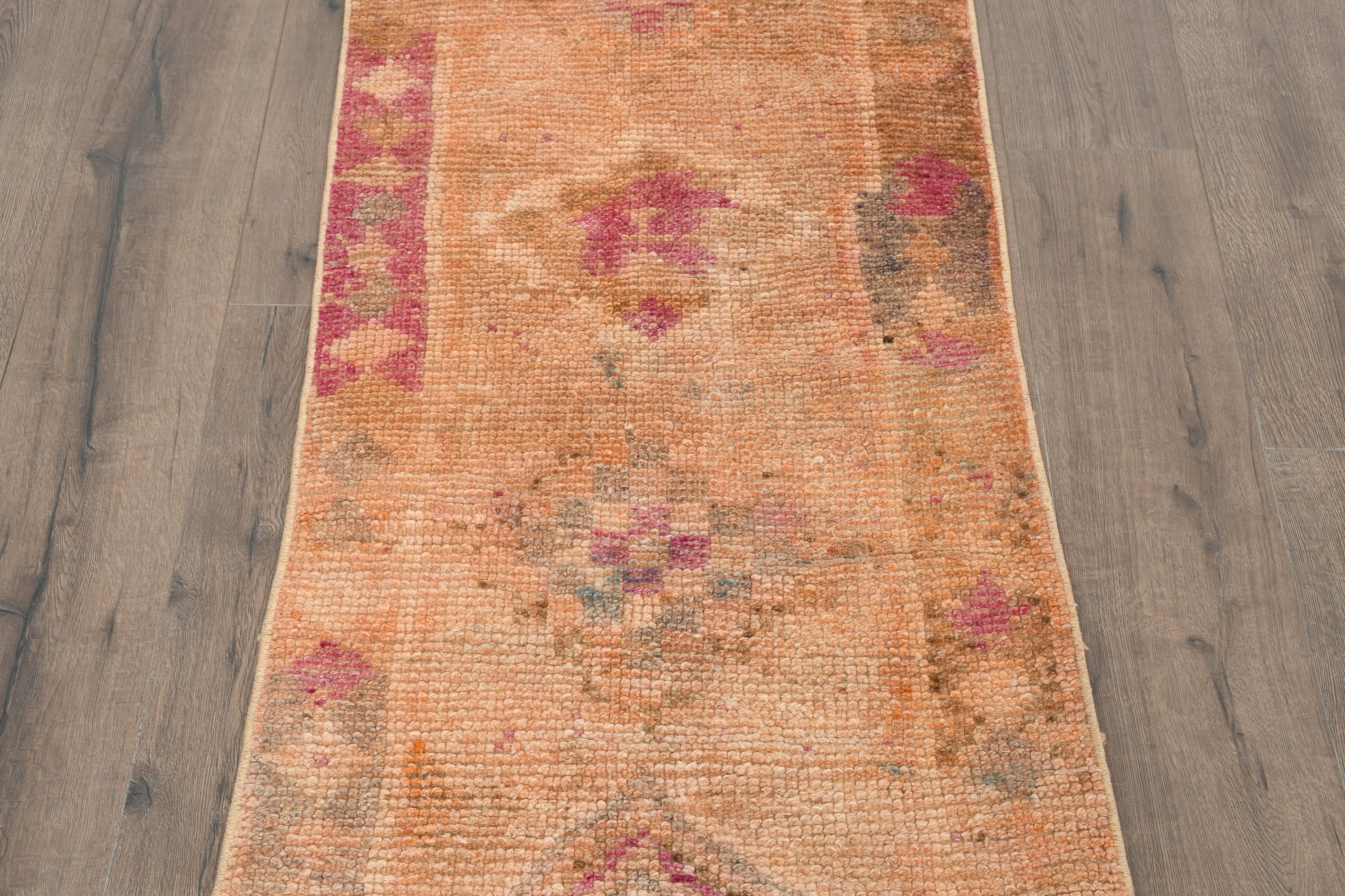 Orange Bedroom Rug, Turkish Rug, Wool Rugs, Bedroom Rug, Rugs for Corridor, 2.4x12.8 ft Runner Rugs, Stair Rug, Vintage Rug, Hallway Rug