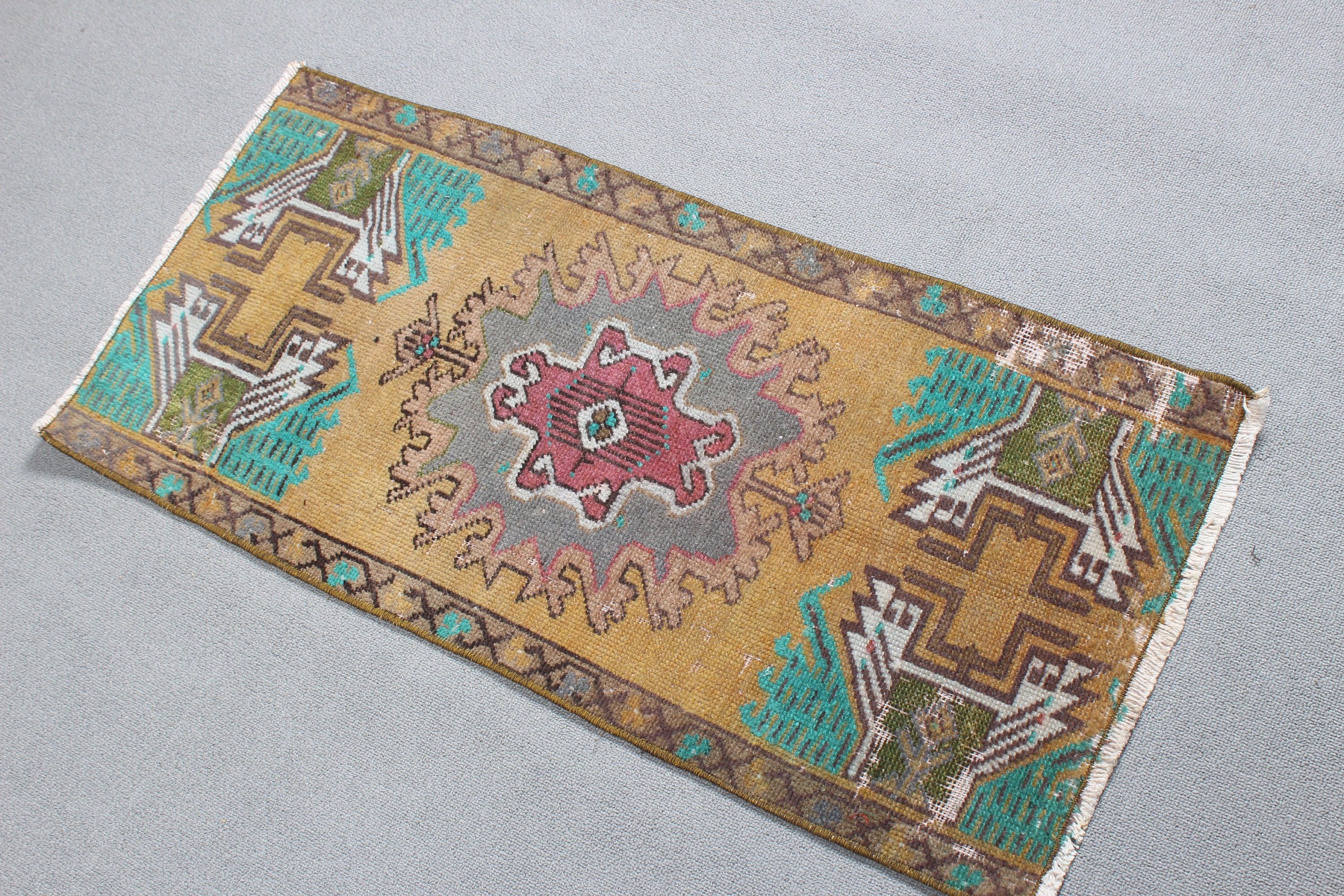 Car Mat Rugs, Turkey Rugs, Turkish Rugs, Home Decor Rug, Luxury Rugs, Yellow Neutral Rug, Bathroom Rug, 1.5x3.1 ft Small Rug, Vintage Rug