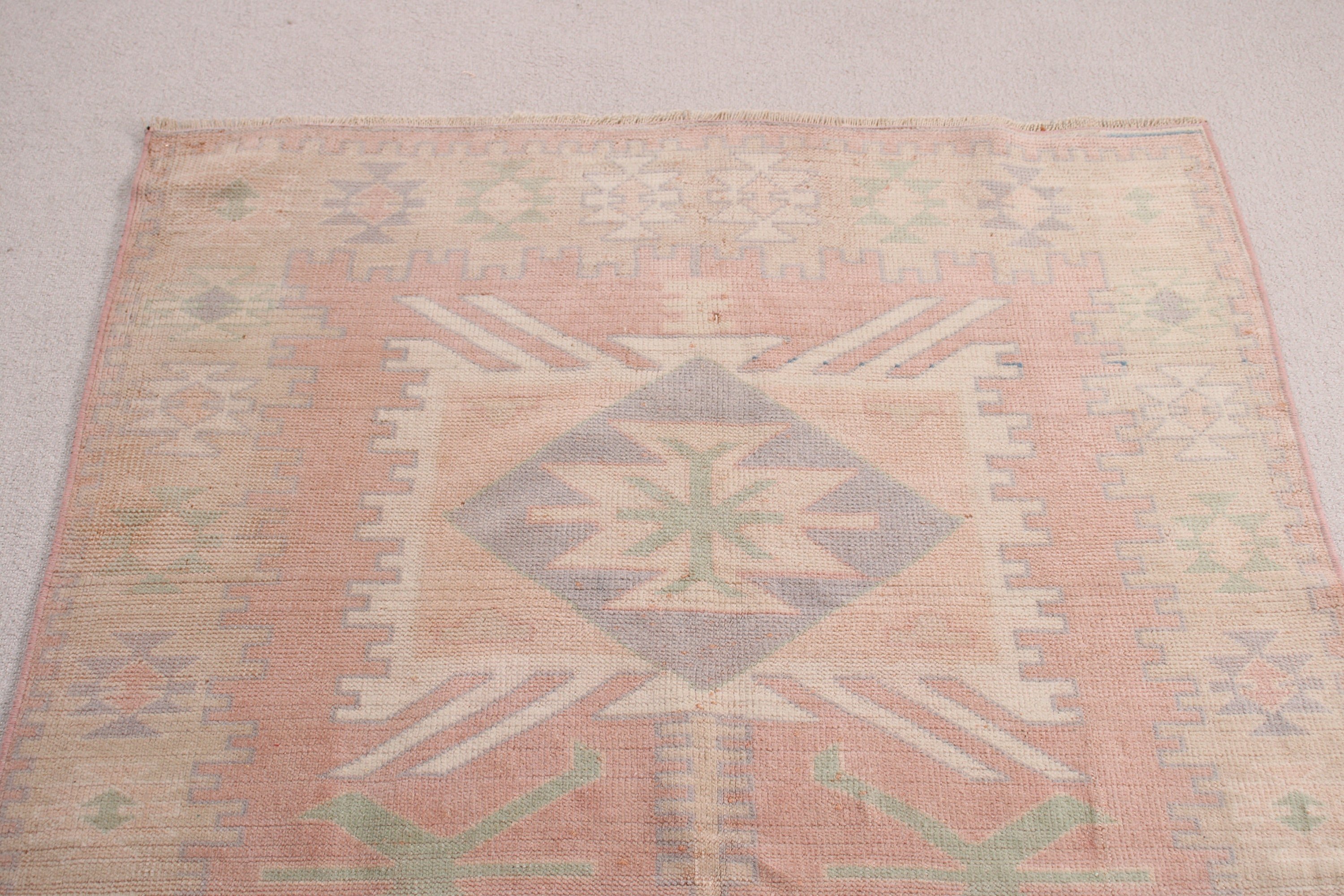 Entry Rugs, 3.9x5.5 ft Accent Rugs, Turkish Rug, Oushak Rug, Kitchen Rugs, Vintage Rug, Pink Moroccan Rug, Geometric Rugs, Rugs for Entry