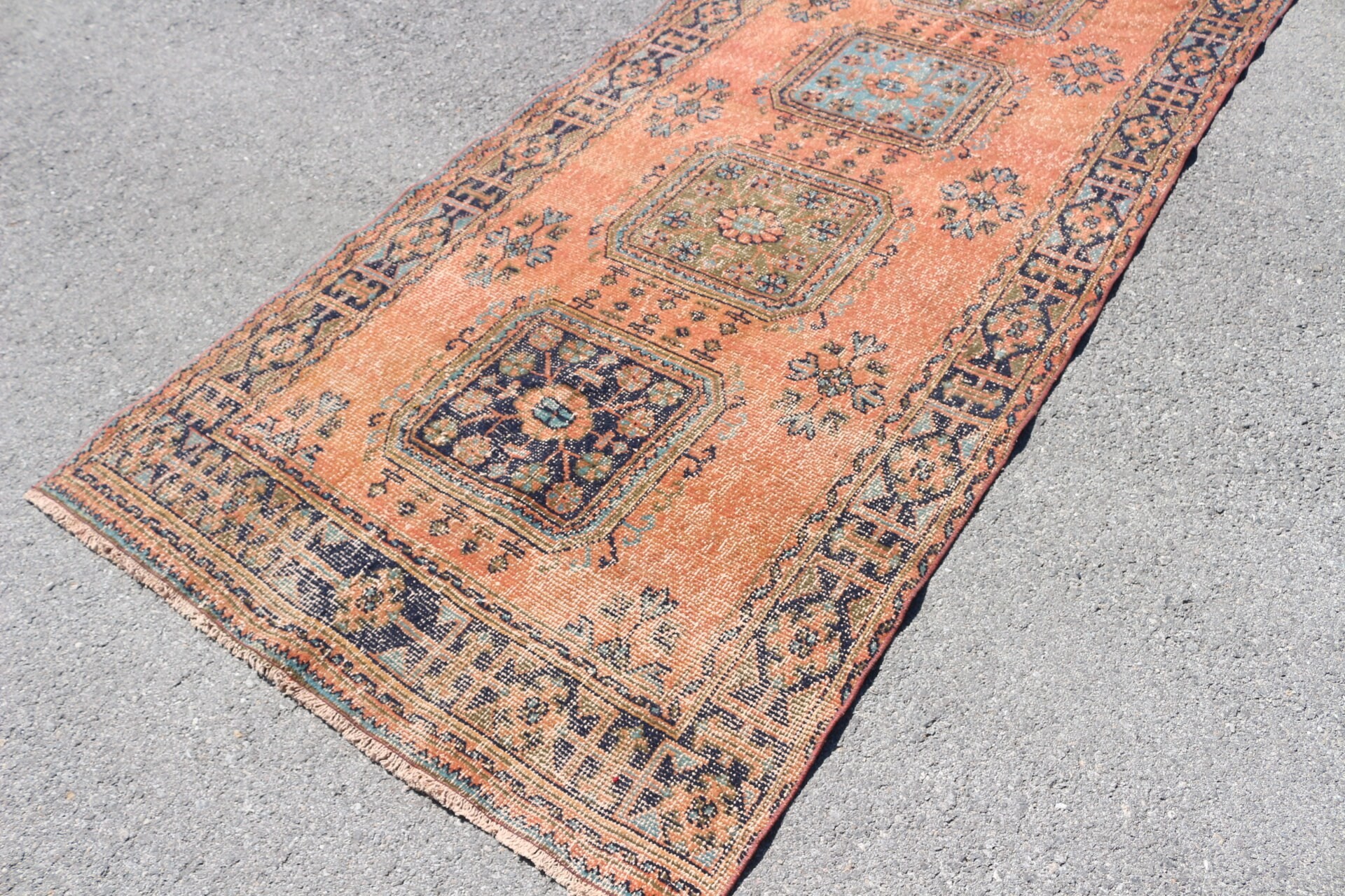 Anadolu Halısı, Koridor Halısı, Vintage Halı, Turuncu Oryantal Halılar, Türk Halısı, 4.2x11.3 ft Runner Halısı, Merdiven Halısı, Oushak Halısı, Özel Halı