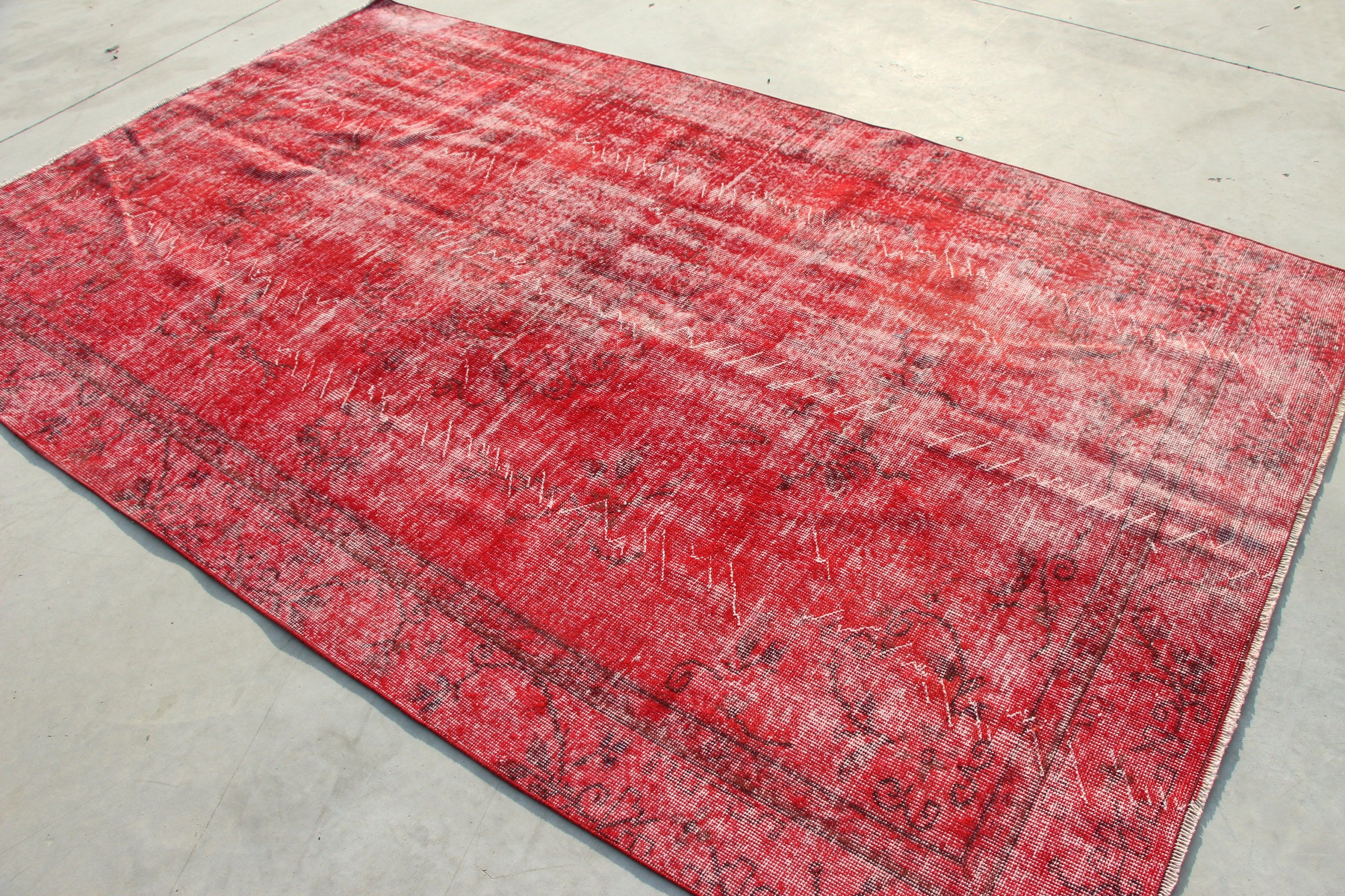 Living Room Rug, Bedroom Rug, Antique Rugs, Vintage Rug, Turkish Rug, Rugs for Bedroom, 5.7x9.3 ft Large Rugs, Red Anatolian Rug, Muted Rug