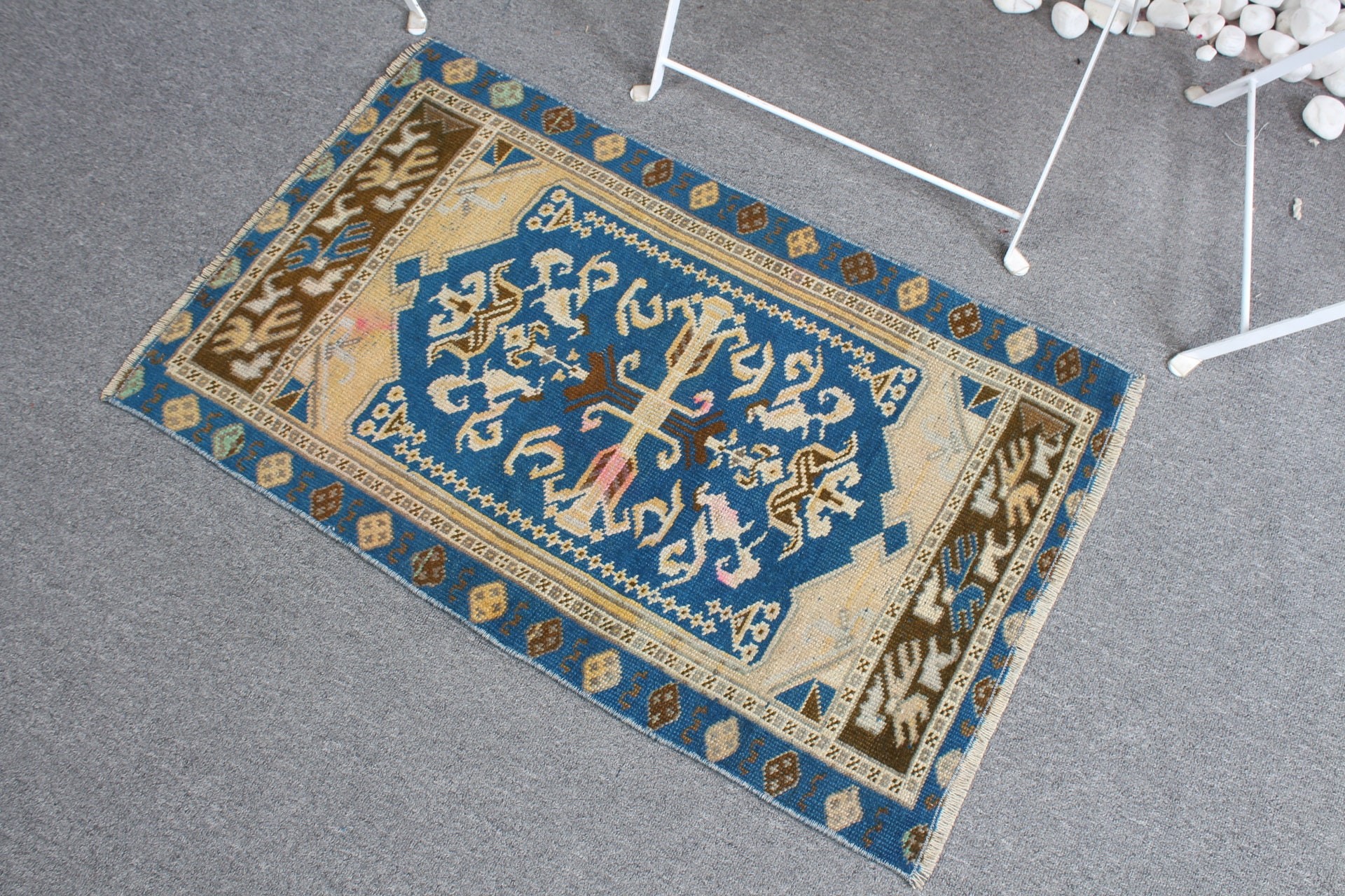 Vintage Rug, Boho Rug, Blue Bedroom Rugs, Moroccan Rug, Cool Rug, Wall Hanging Rugs, 1.8x3 ft Small Rugs, Rugs for Car Mat, Turkish Rug