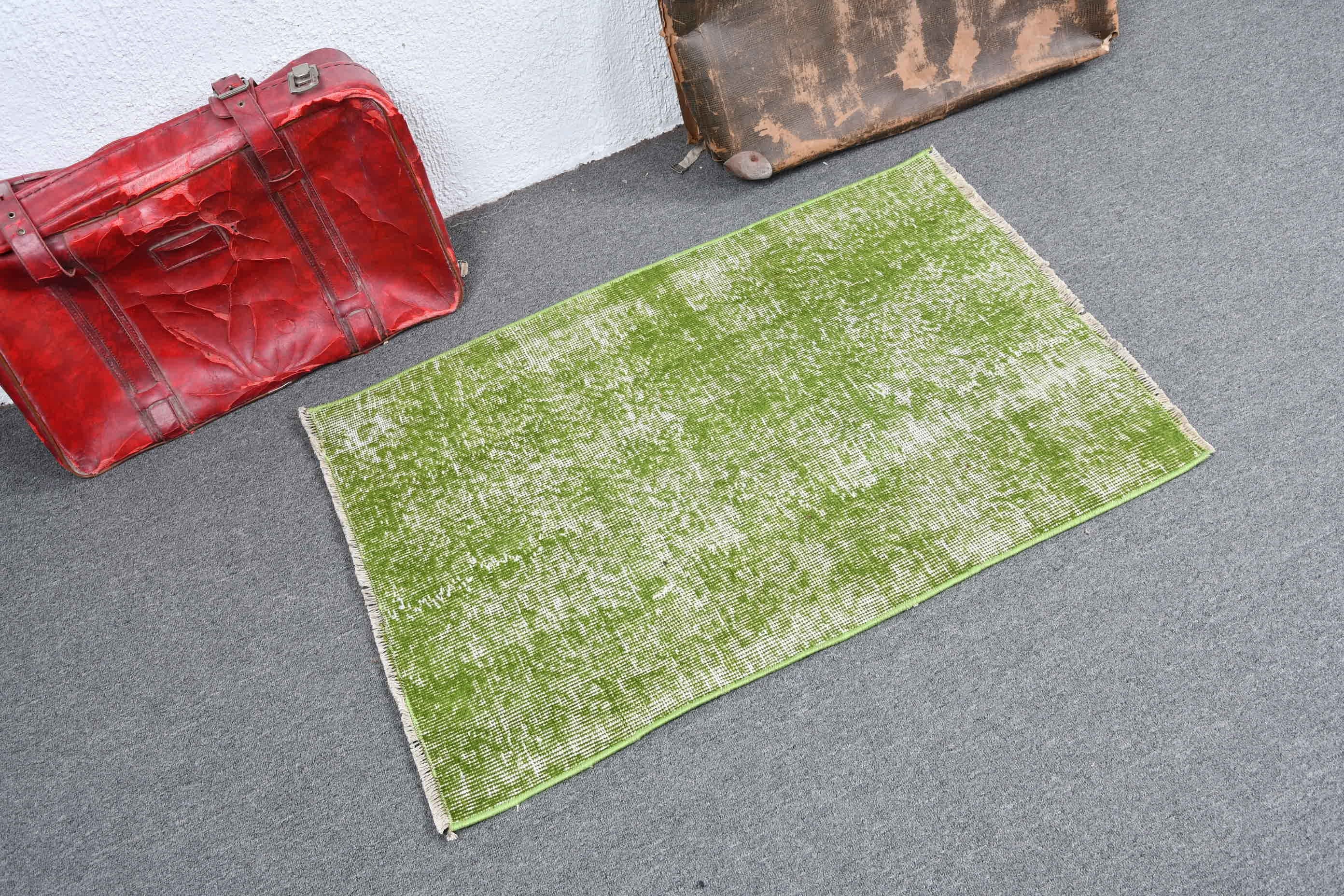 Turkish Rug, Bedroom Rugs, Rugs for Kitchen, Wool Rug, Vintage Rugs, Anatolian Rug, Green  2.3x3.3 ft Small Rugs, Car Mat Rug