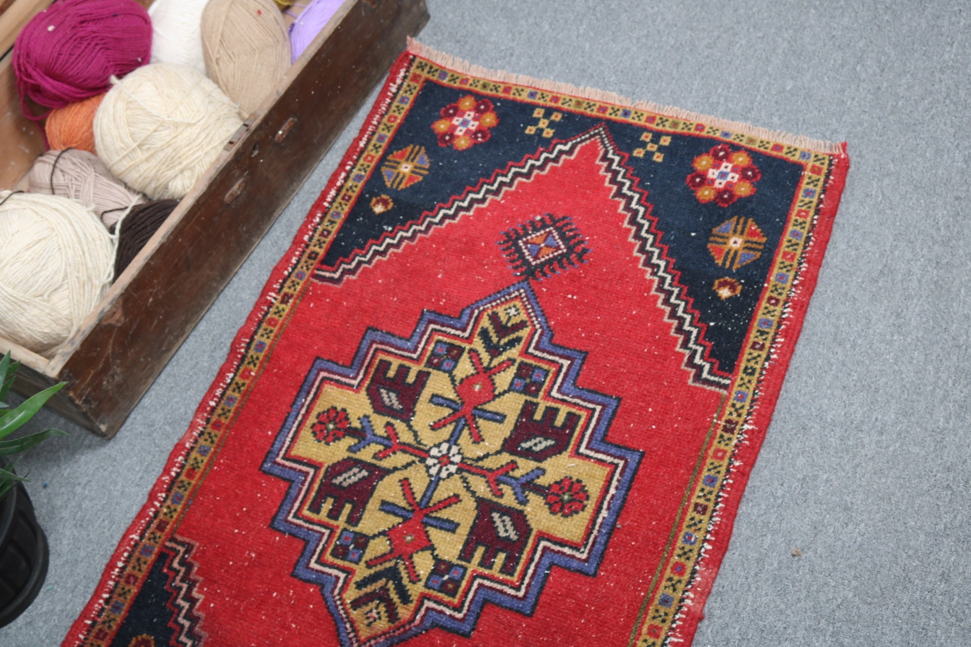 Turkish Rug, Rugs for Car Mat, Car Mat Rug, Red Floor Rugs, 2x3.5 ft Small Rugs, Vintage Rugs, Bath Rugs, Modern Rug