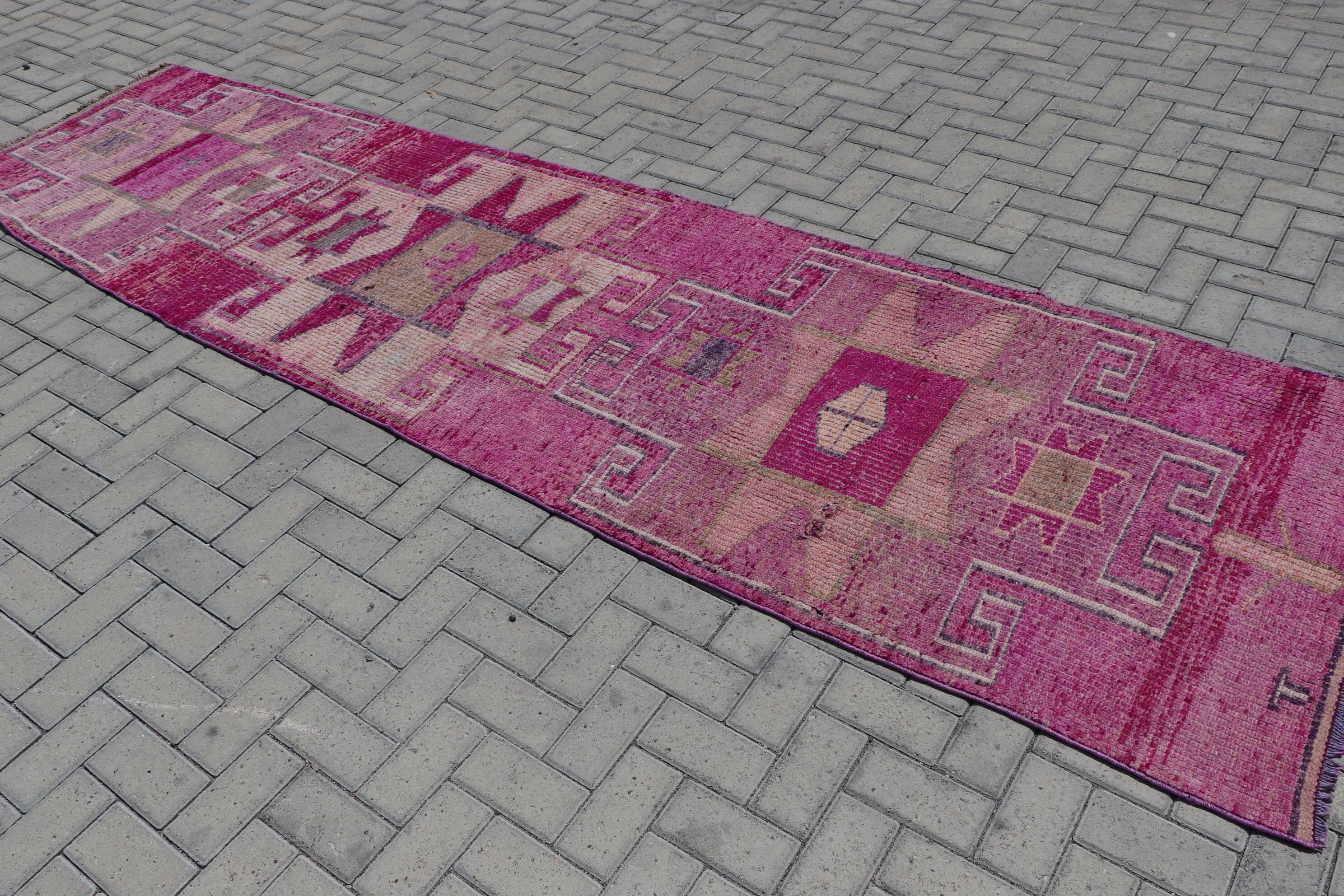 Rugs for Runner, Bedroom Rug, Vintage Rug, Pastel Rug, 3.3x12.2 ft Runner Rug, Hallway Rug, Moroccan Rug, Pink Oriental Rug, Turkish Rug