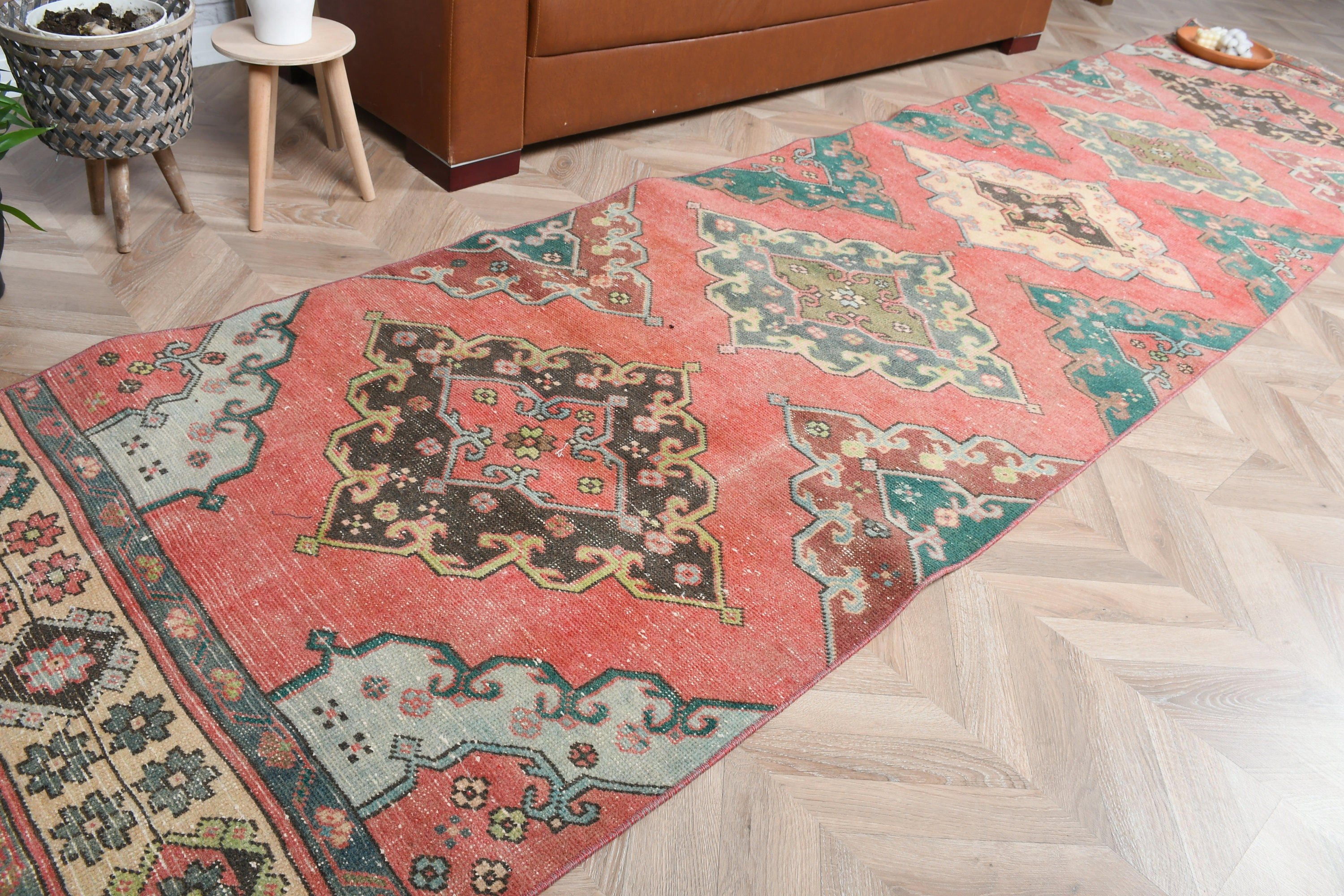 3x12.6 ft Runner Rug, Stair Rugs, Moroccan Rugs, Red Kitchen Rug, Rugs for Hallway, Kitchen Rug, Turkish Rug, Handwoven Rug, Vintage Rug