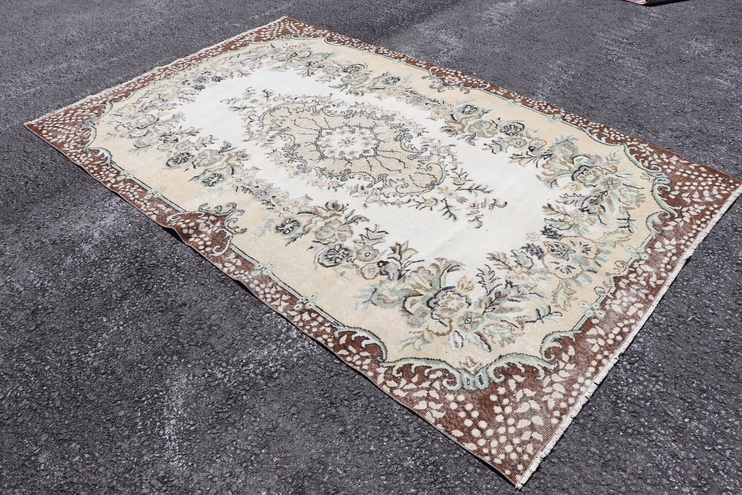 5.9x9.5 ft Büyük Halılar, Yemek Odası Halıları, Beyaz Mutfak Halısı, Yatak Odası Halısı, Sevimli Halı, Türk Halıları, Vintage Halılar, Oushak Halıları