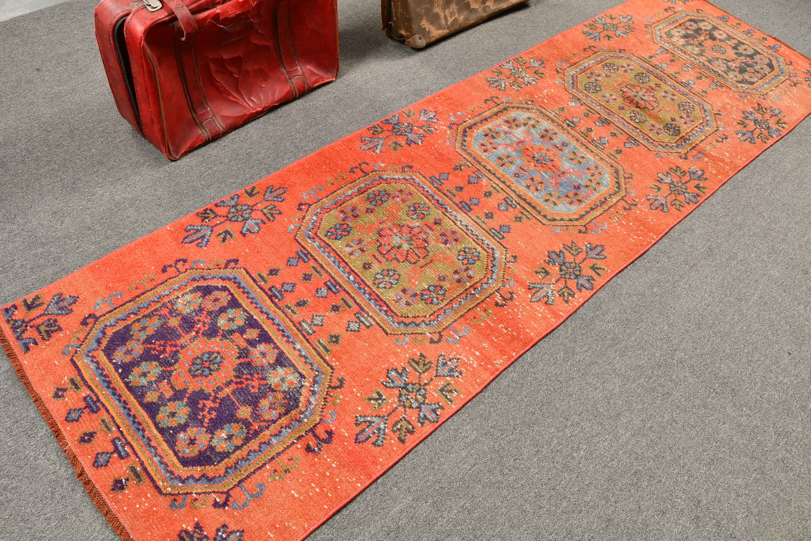 2.7x9.3 ft Runner Rugs, Turkish Rug, Red Anatolian Rug, Kitchen Rug, Rugs for Kitchen, Hallway Rugs, Vintage Rugs, Anatolian Rug, Dorm Rugs