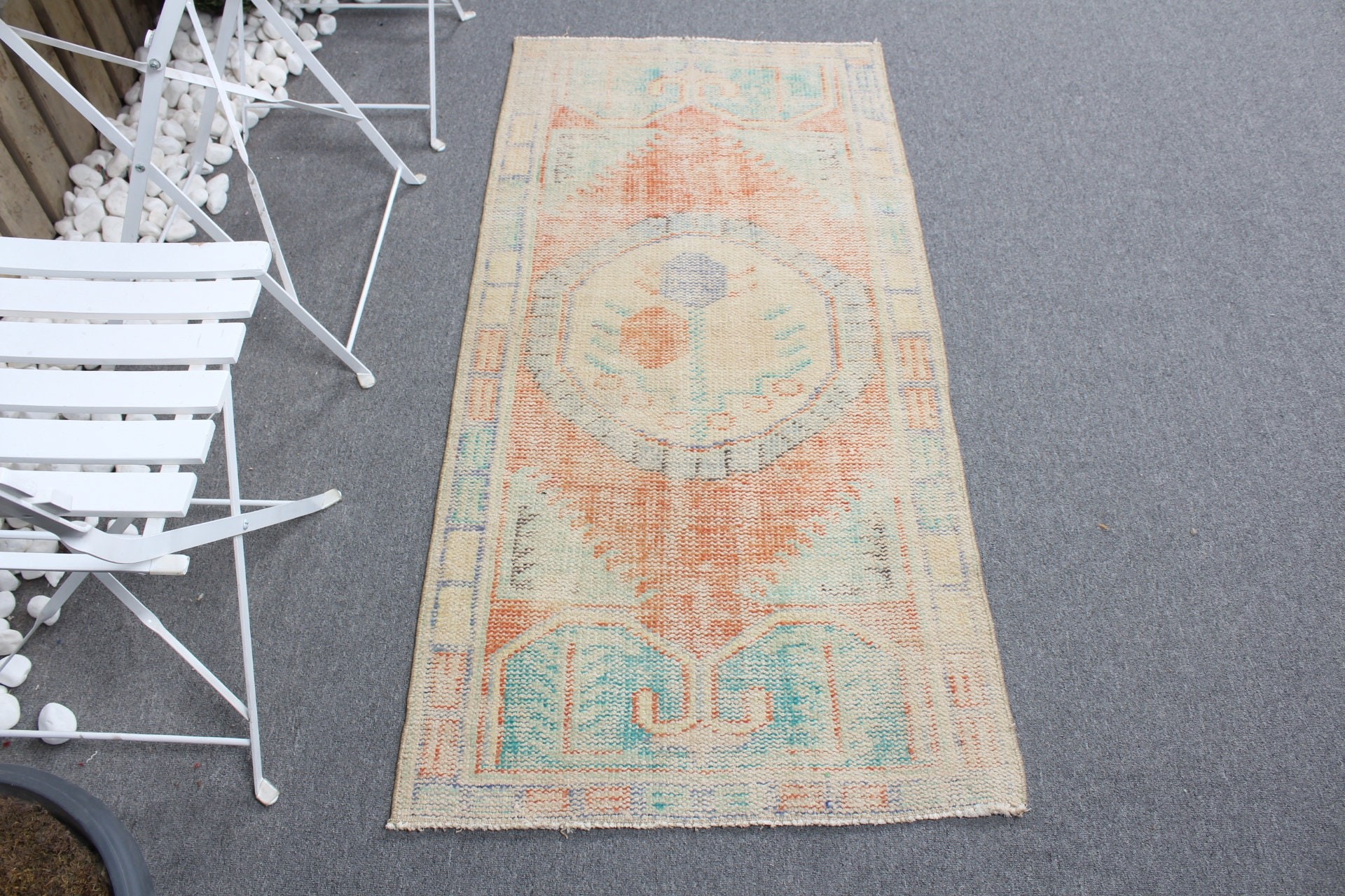 Oushak Rug, Orange Cool Rugs, 2.4x5 ft Small Rug, Turkish Rugs, Vintage Rugs, Rugs for Nursery, Bedroom Rug, Bath Rug