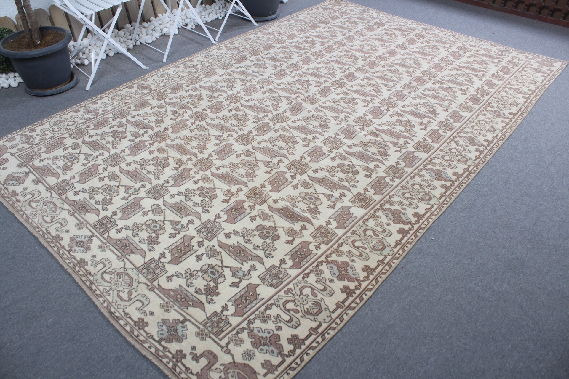 Cute Rug, Oriental Rugs, Bedroom Rugs, Vintage Rugs, 6.6x10.5 ft Large Rug, Turkish Rug, Anatolian Rugs, Beige Floor Rugs, Salon Rug