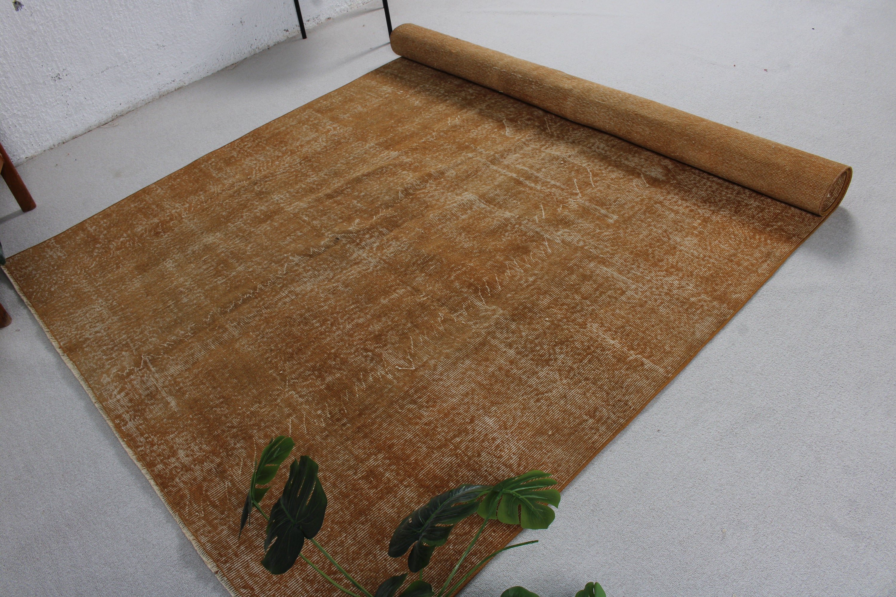 Turuncu Boho Halı, El Dokuma Halı, Türk Halısı, Vintage Halı, 5.9x9.4 ft Büyük Halı, Yatak Odası Halısı, Salon Halısı, Modern Halılar, Büyük Boho Halıları