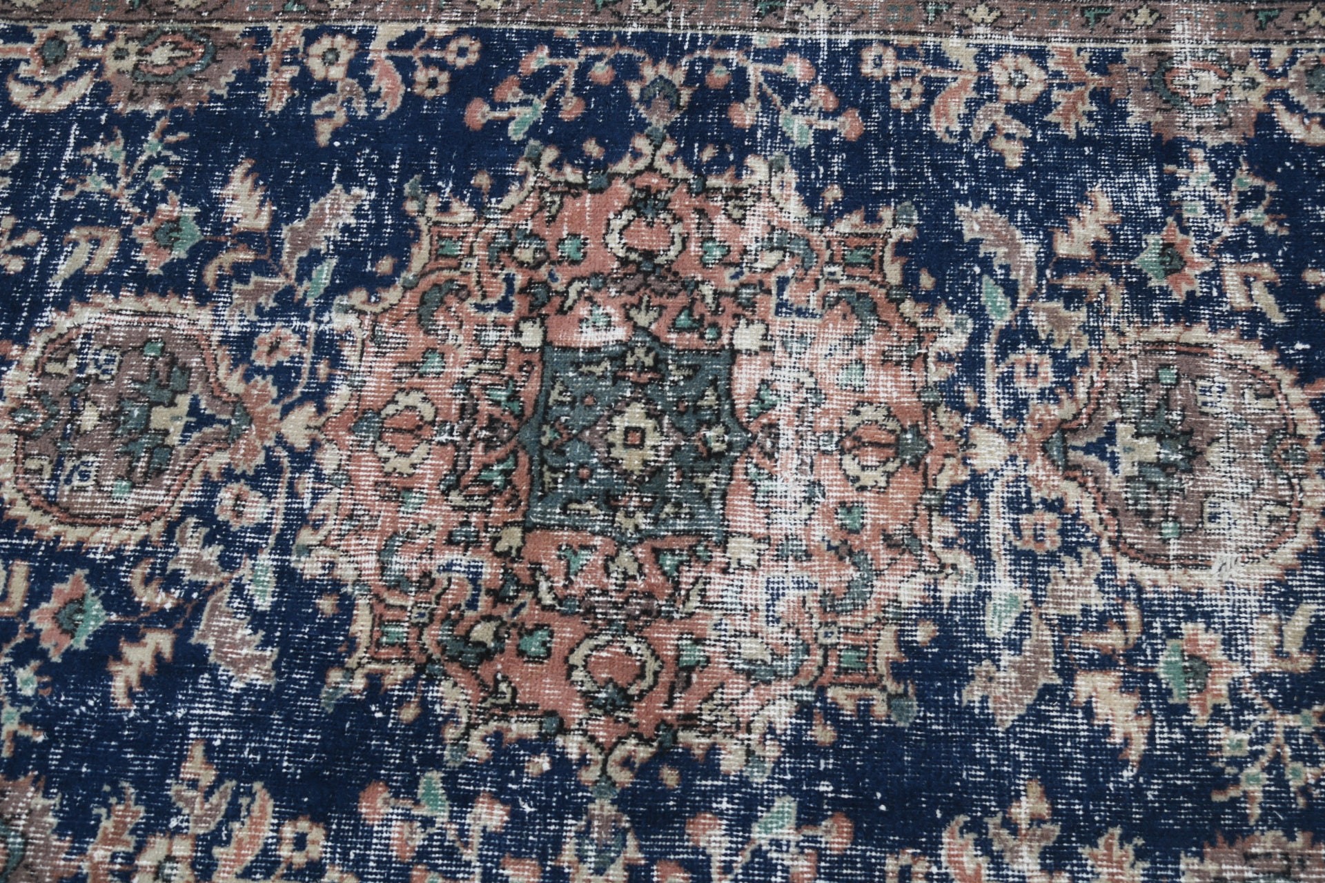 Accent için Halılar, 3,3x6,7 ft Accent Halıları, Mavi Boho Halısı, Havalı Halı, Giriş Halısı, Aztek Halısı, Türk Halısı, Oushak Halısı, Yatak Odası Halıları, Vintage Halılar