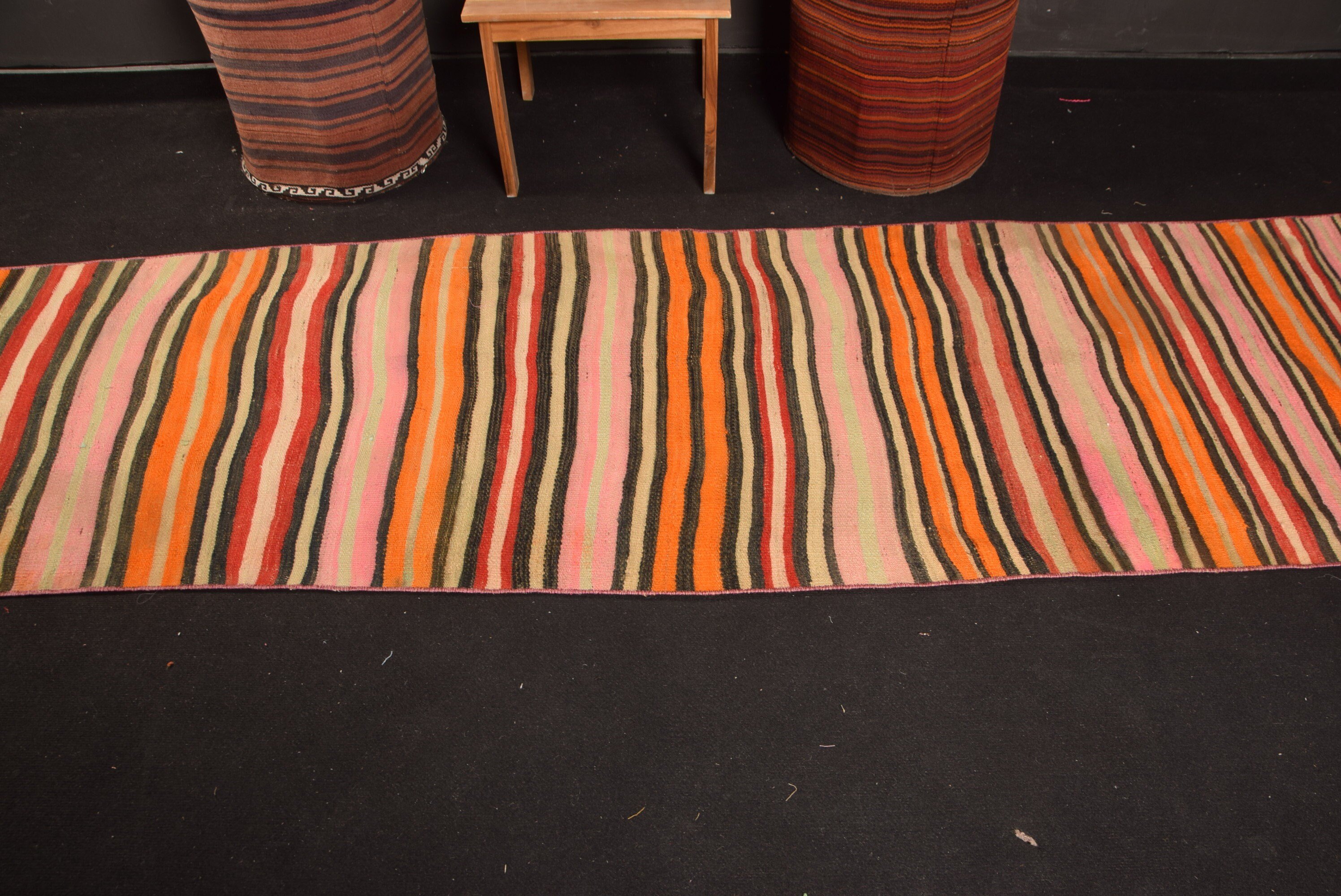 Turuncu Oryantal Halılar, Türk Halıları, Mutfak Halıları, Kilim, 2,6x9,3 ft Yolluk Halıları, Yer Halısı, Koridor Halıları, Vintage Halı