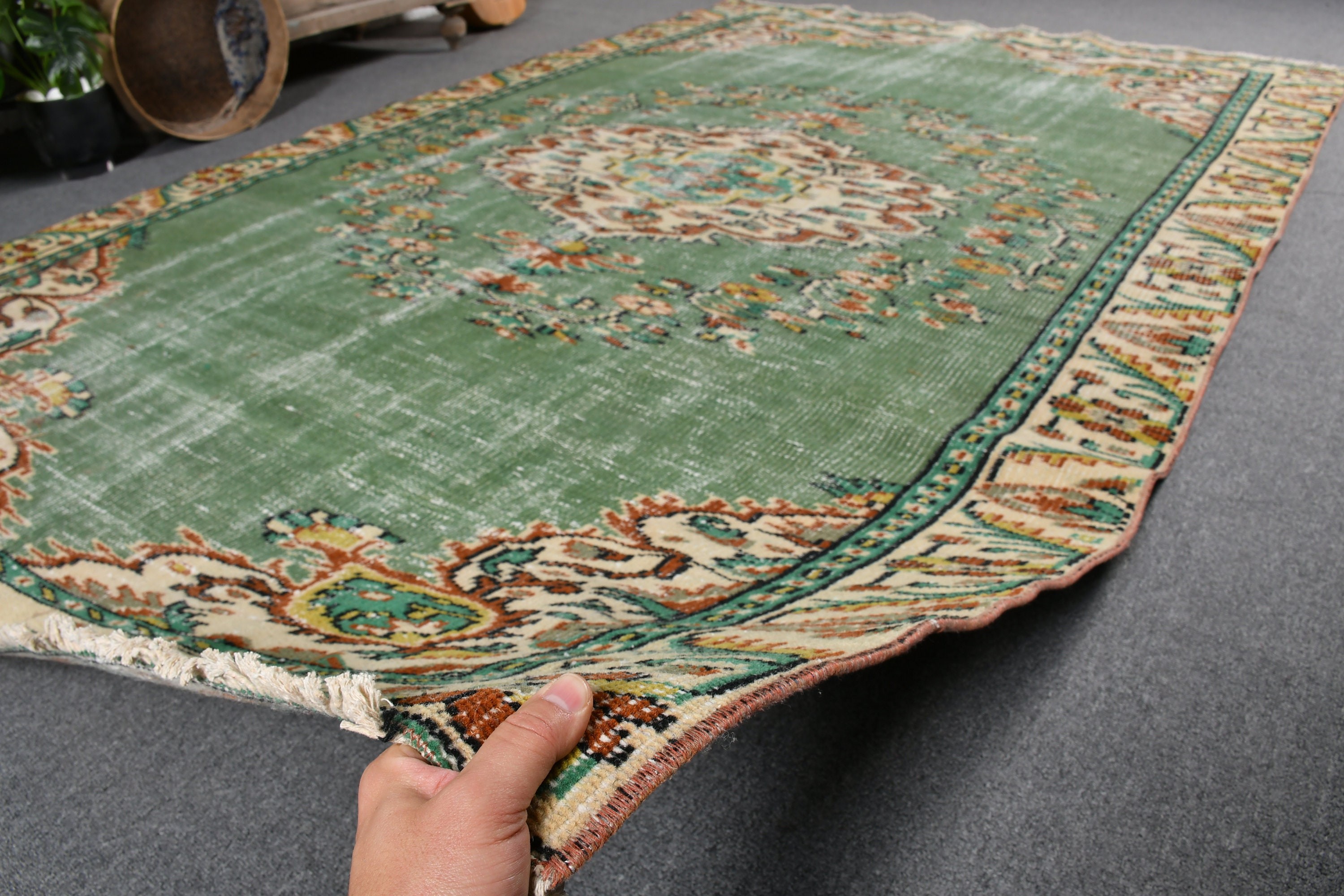 Moroccan Rugs, Salon Rug, Bedroom Rugs, Green Antique Rug, Old Rug, Vintage Rug, 5.9x9.3 ft Large Rug, Anatolian Rugs, Turkish Rug, Art Rug