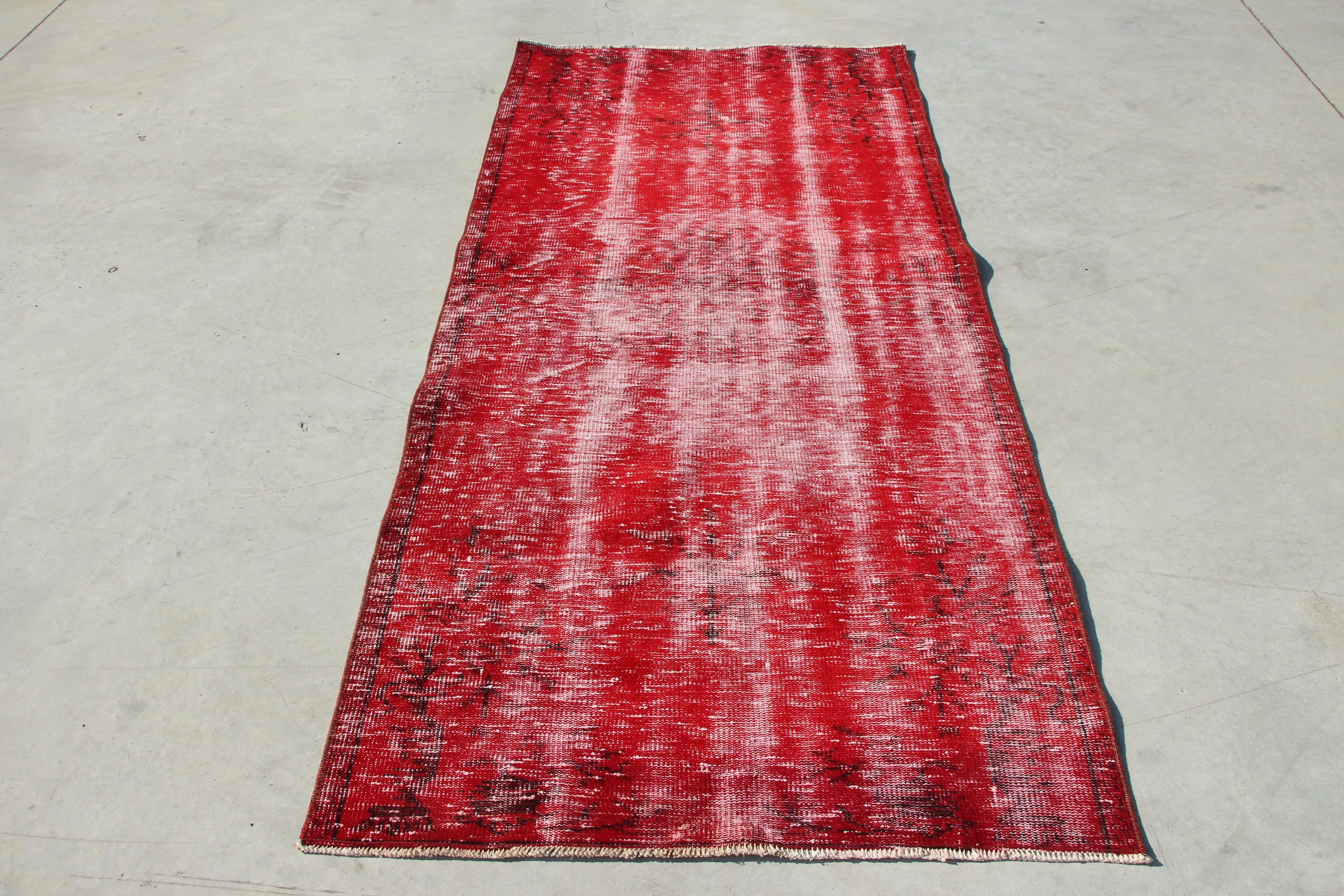 Red  3.4x7.3 ft Area Rug, Vintage Rug, Bedroom Rugs, Living Room Rug, Dining Room Rug, Old Rug, Turkish Rug
