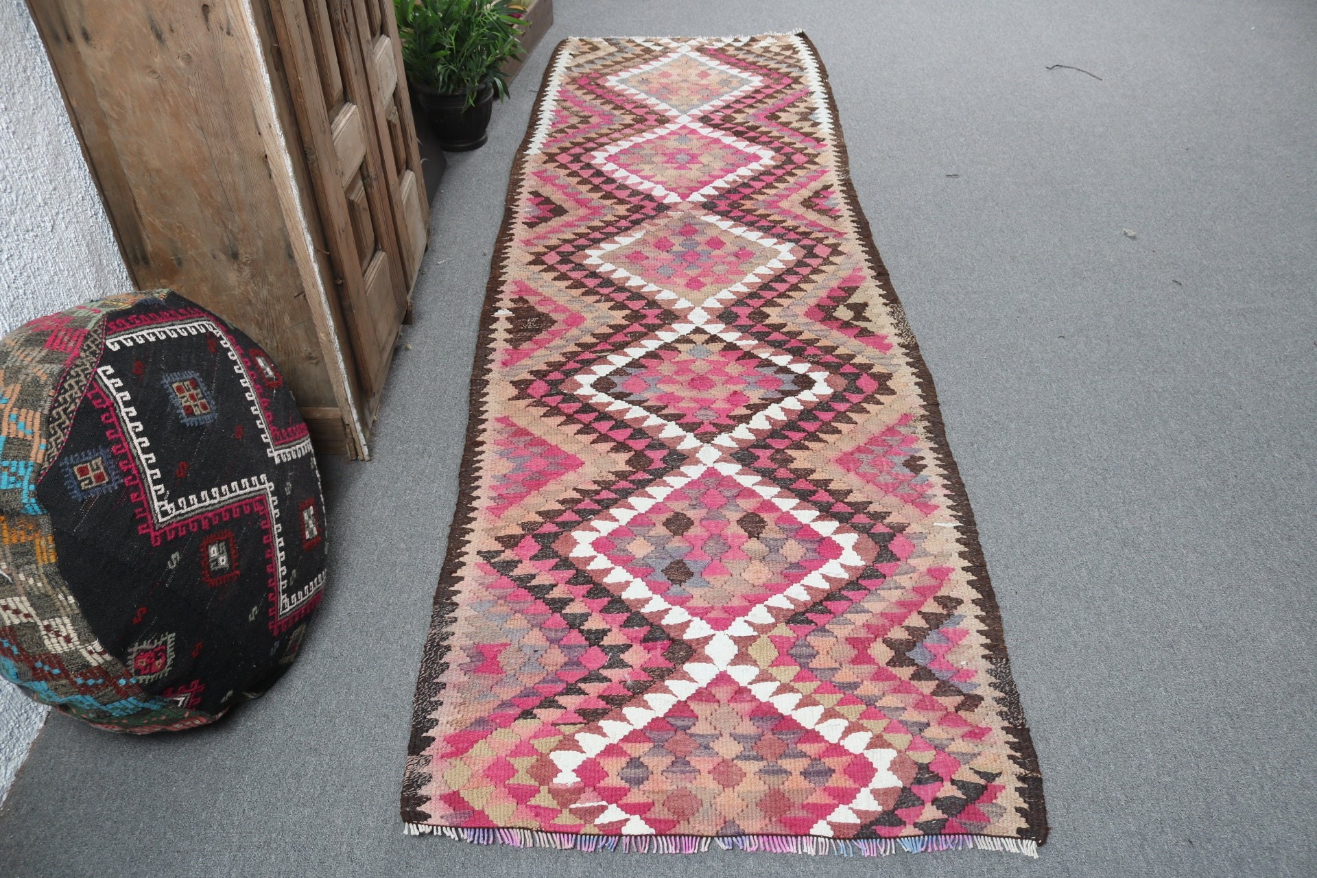 Pink Neutral Rugs, Kitchen Rugs, Turkish Rugs, 3.1x10.1 ft Runner Rugs, Vintage Rugs, Floor Rugs, Vintage Runner Rugs, Modern Rug