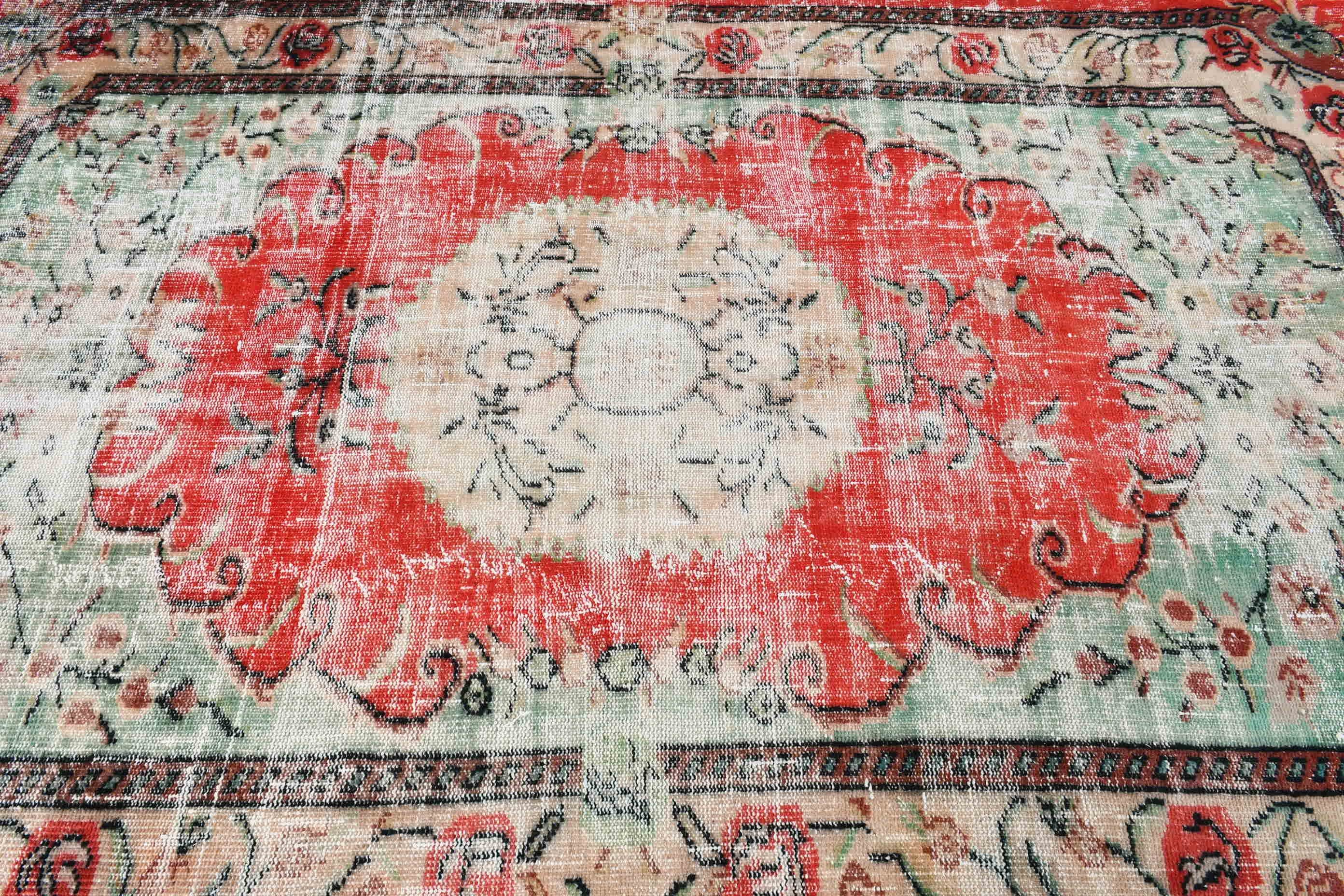 Rugs for Salon, Bedroom Rug, 6.1x8.8 ft Large Rug, Salon Rug, Floor Rugs, Turkish Rug, Pale Rug, Red Anatolian Rug, Wool Rugs, Vintage Rugs