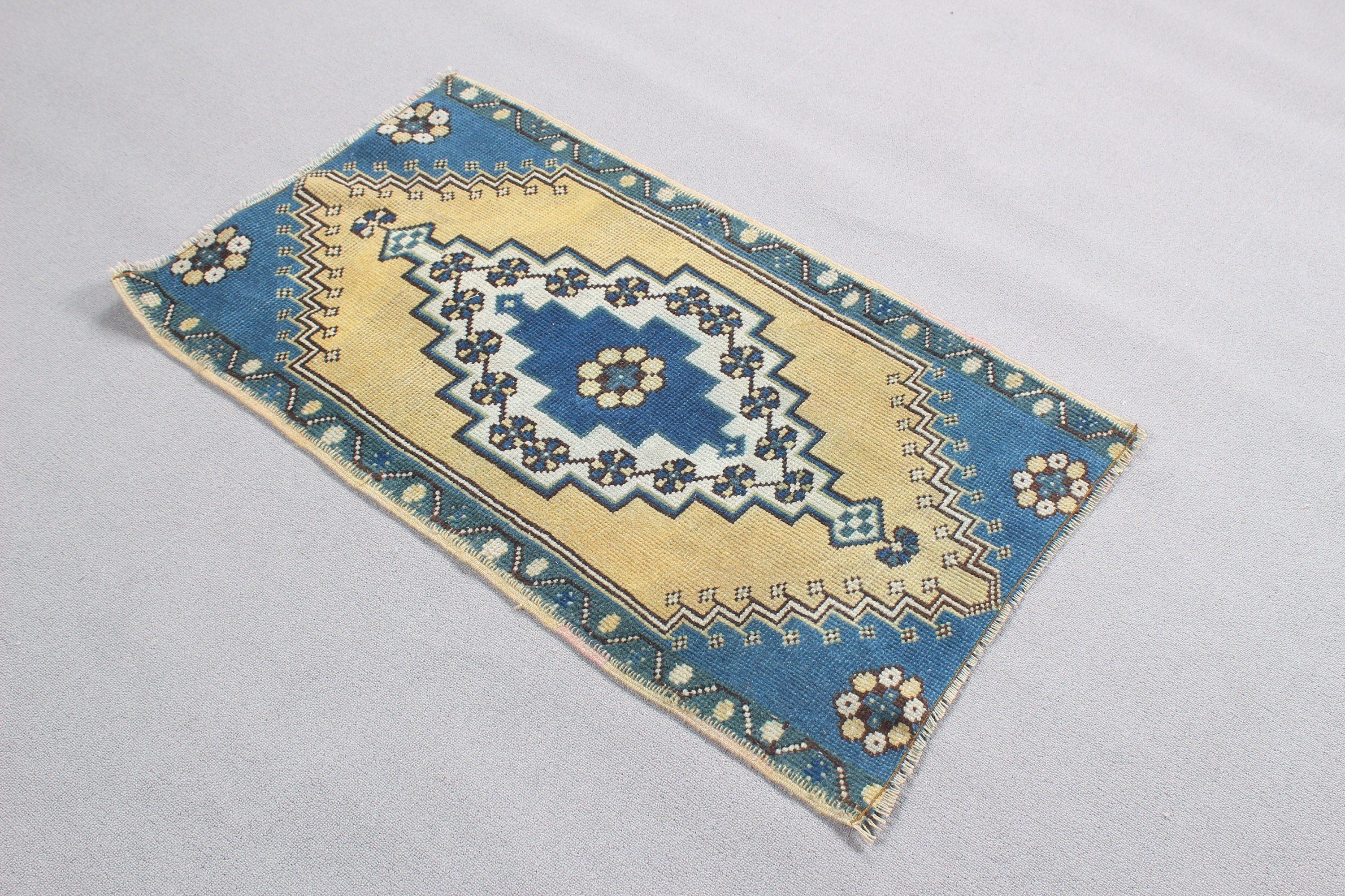 Oriental Rug, Vintage Rug, 2.1x3.6 ft Small Rugs, Blue Floor Rugs, Rugs for Car Mat, Door Mat Rugs, Nursery Rug, Wool Rugs, Turkish Rugs