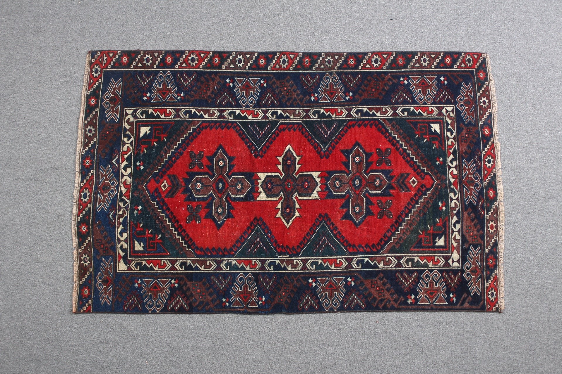 Vintage Halı, Türk Halıları, Çocuk Halıları, Mutfak Halısı, Yatak Odası Halıları, Yer Halıları, 3,8x5,7 ft Accent Halı, Kırmızı Ev Dekor Halısı, Oushak Halıları