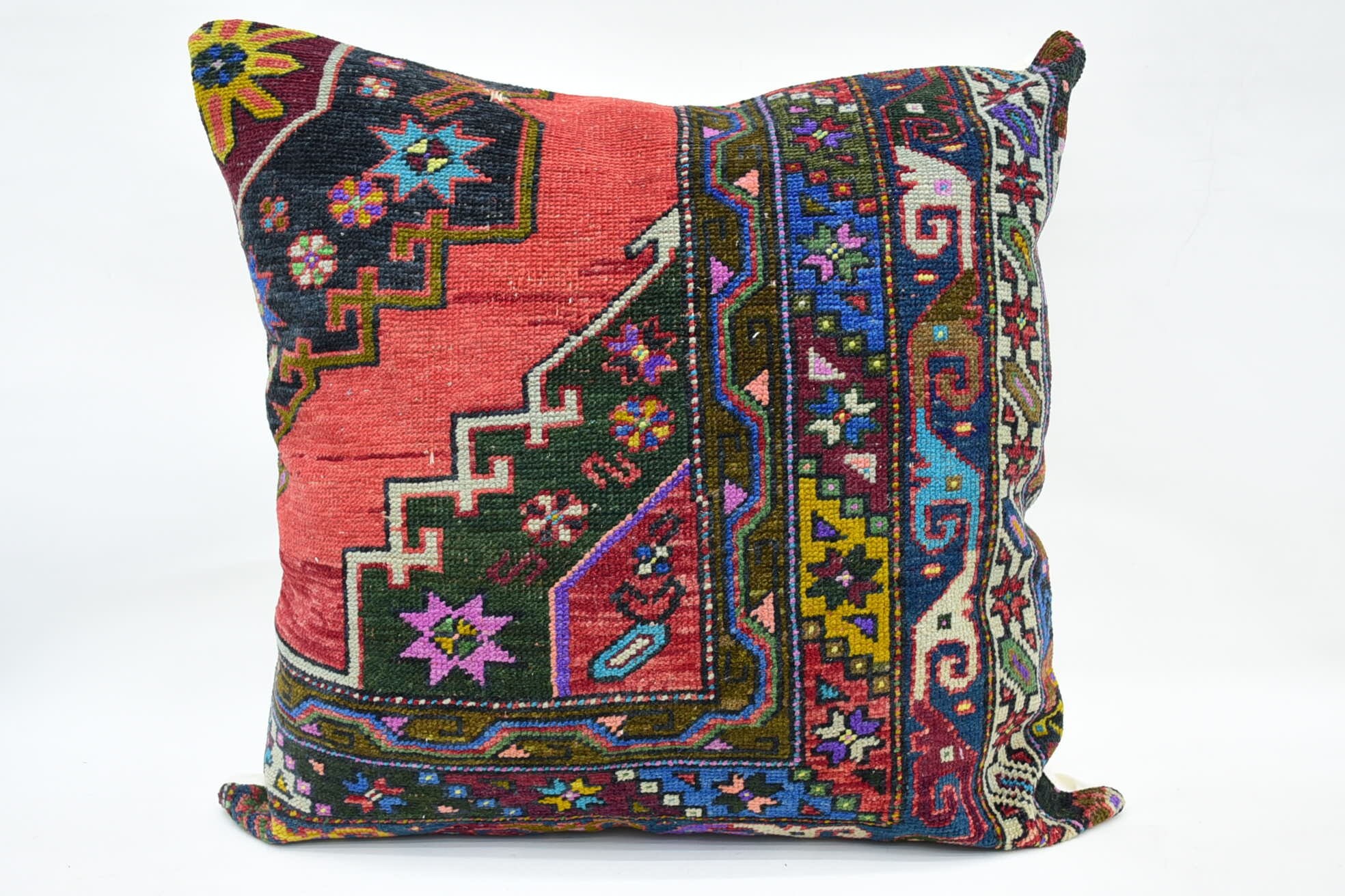 Nautical Throw Cushion, Gift Pillow, Ethnical Kilim Rug Pillow, Chair Cushion Cover, Kilim Pillow, 32"x32" Red Cushion