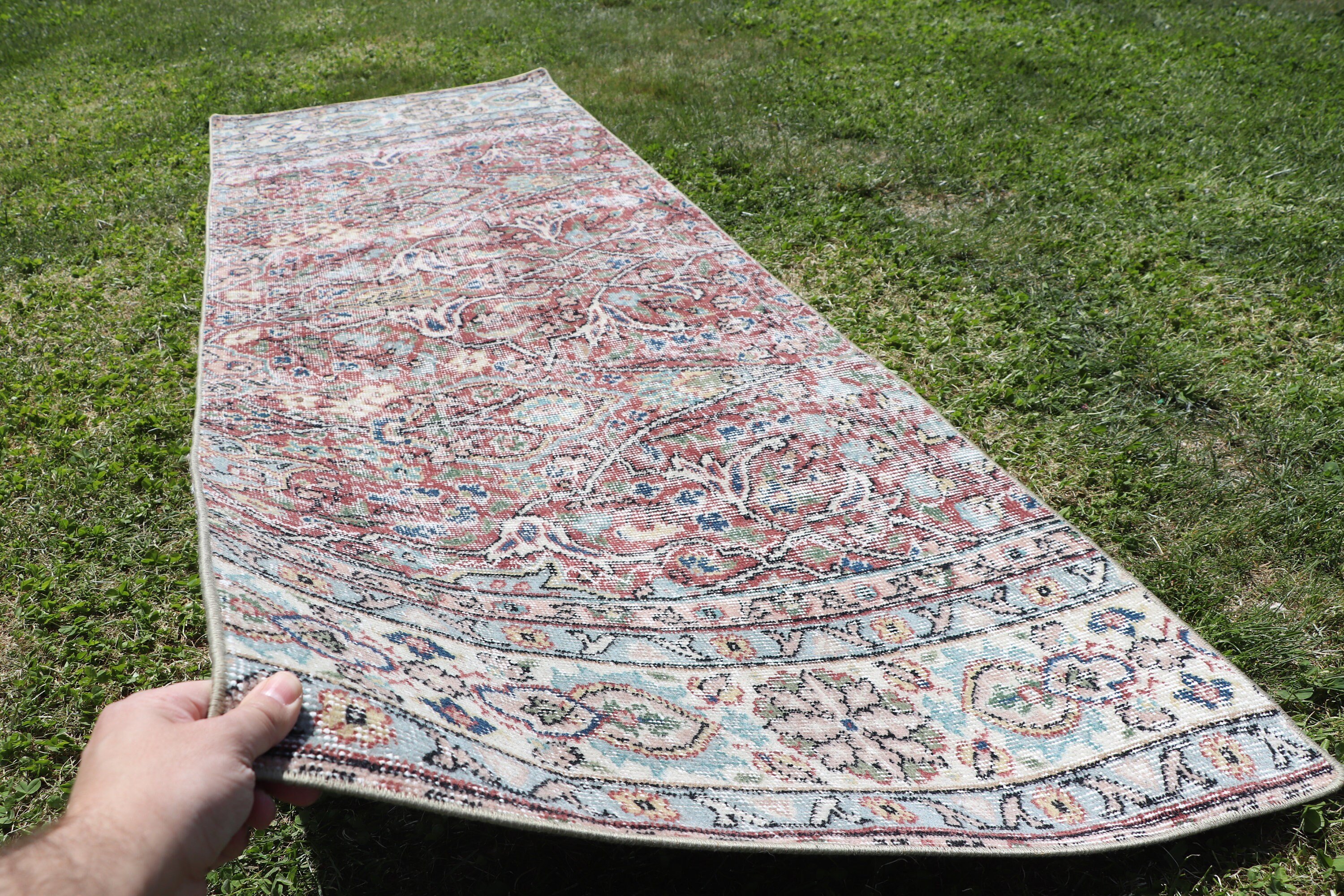 Mavi Fas Halısı, Türk Halıları, 2.3x6.7 ft Runner Halıları, Oryantal Halı, Ev Dekorasyonu Halısı, Vintage Runner Halıları, Vintage Halı, Merdiven Halısı