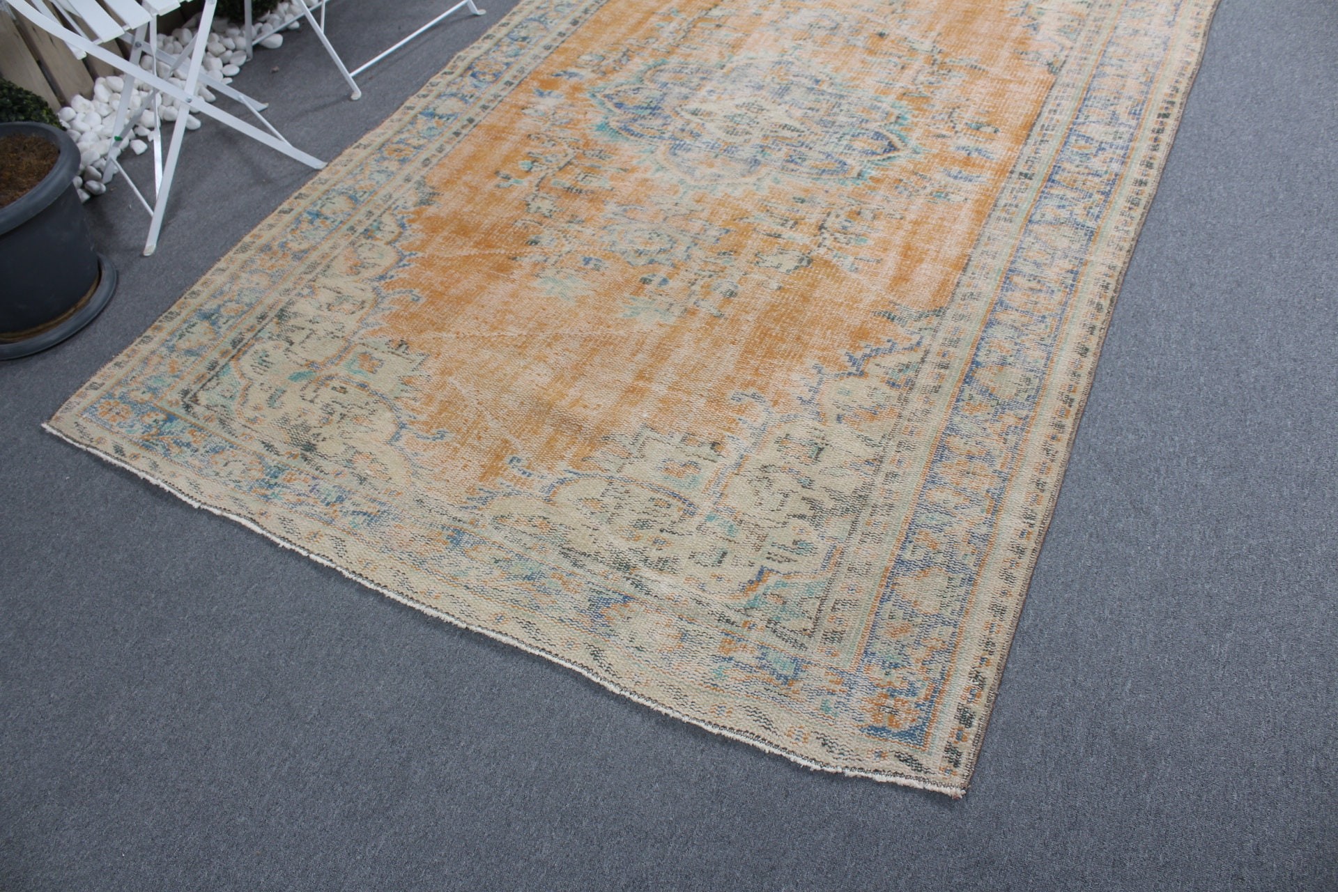 5.4x8.4 ft Büyük Halılar, Oturma Odası Halısı, Soğuk Halı, Salon Halıları, Turuncu Soğuk Halı, Yatak Odası Halıları, Vintage Halılar, Anadolu Halısı, Türk Halısı