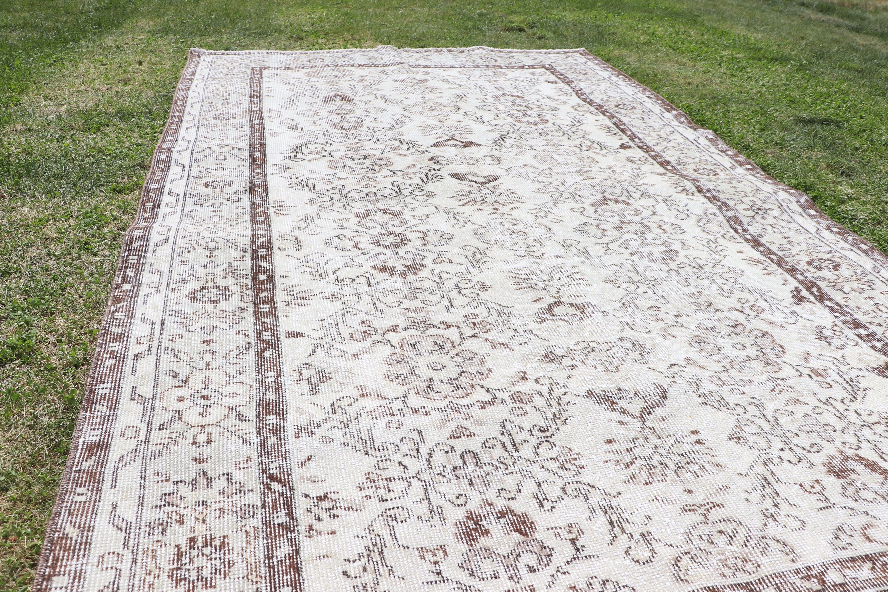 Indoor Rug, 4.7x7.9 ft Area Rugs, Vintage Rug, Turkish Rugs, Luxury Rug, Handwoven Rugs, Floor Rug, Beige Flatweave Rugs, Modern Rug