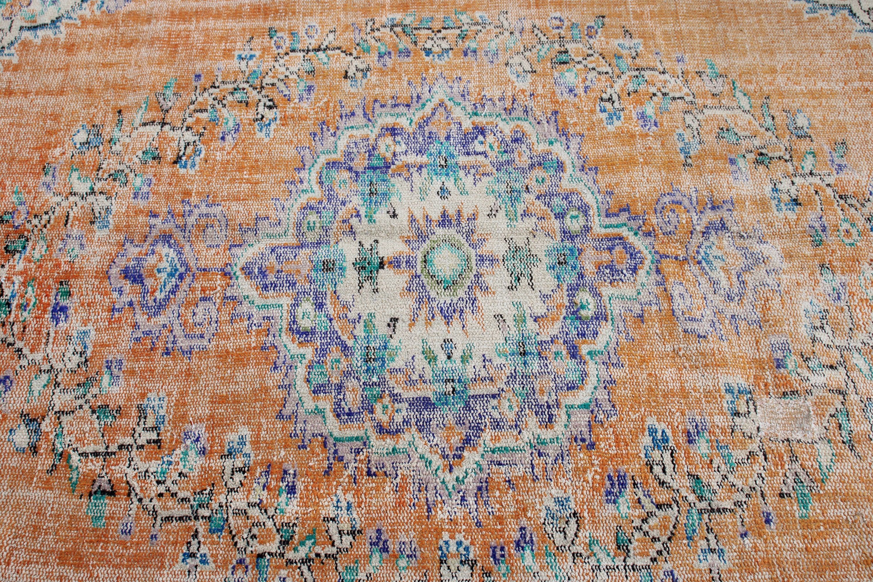 Açıklama Halısı, Büyük Vintage Halılar, 5.5x9.3 ft Büyük Halılar, Turuncu Oushak Halısı, Ev Dekorasyonu Halısı, Vintage Halılar, Yatak Odası Halıları, Türk Halısı