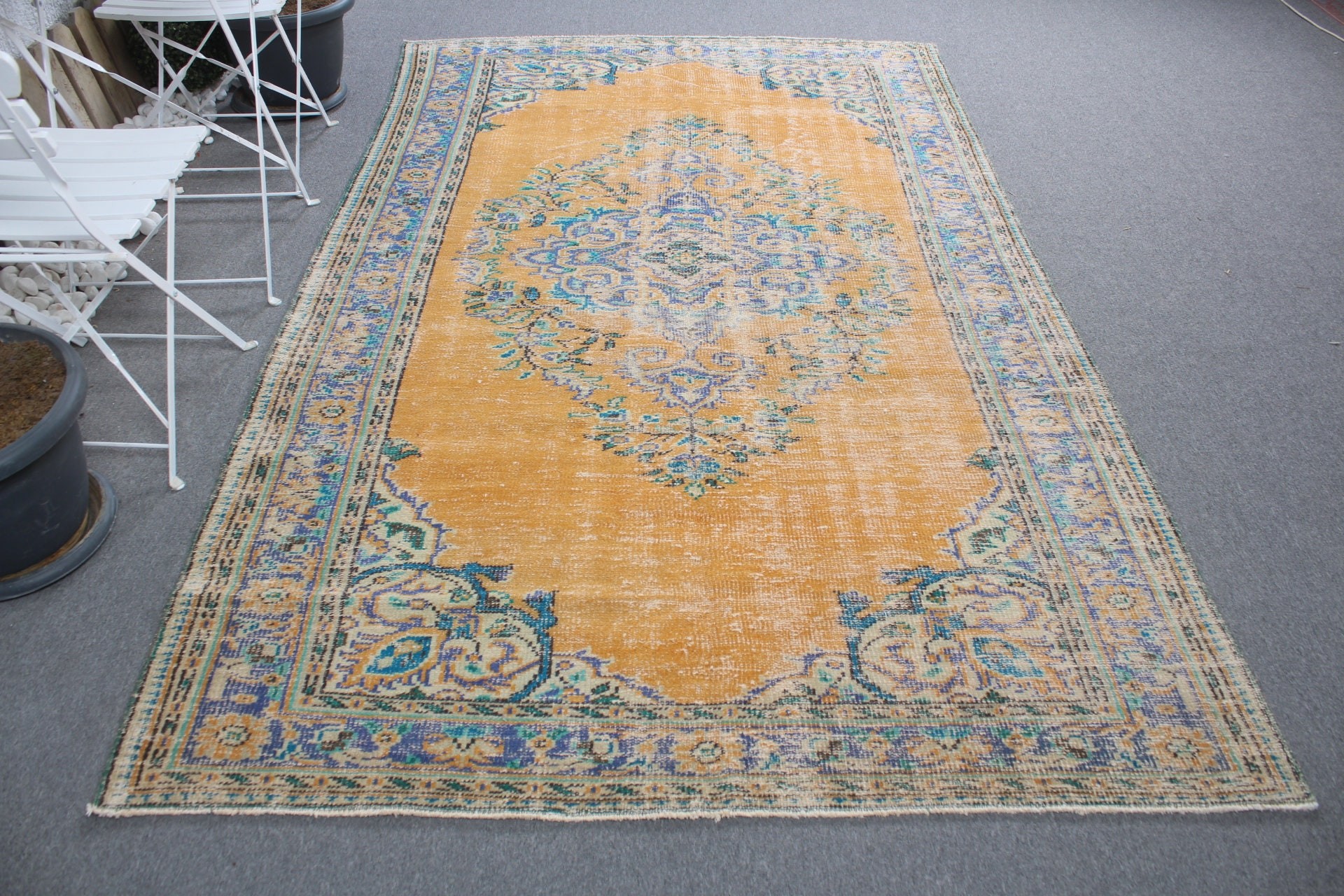 5.5x9 ft Large Rugs, Dining Room Rugs, Rugs for Bedroom, Turkish Rug, Bedroom Rug, Vintage Rugs, Yellow Moroccan Rug, Anatolian Rugs