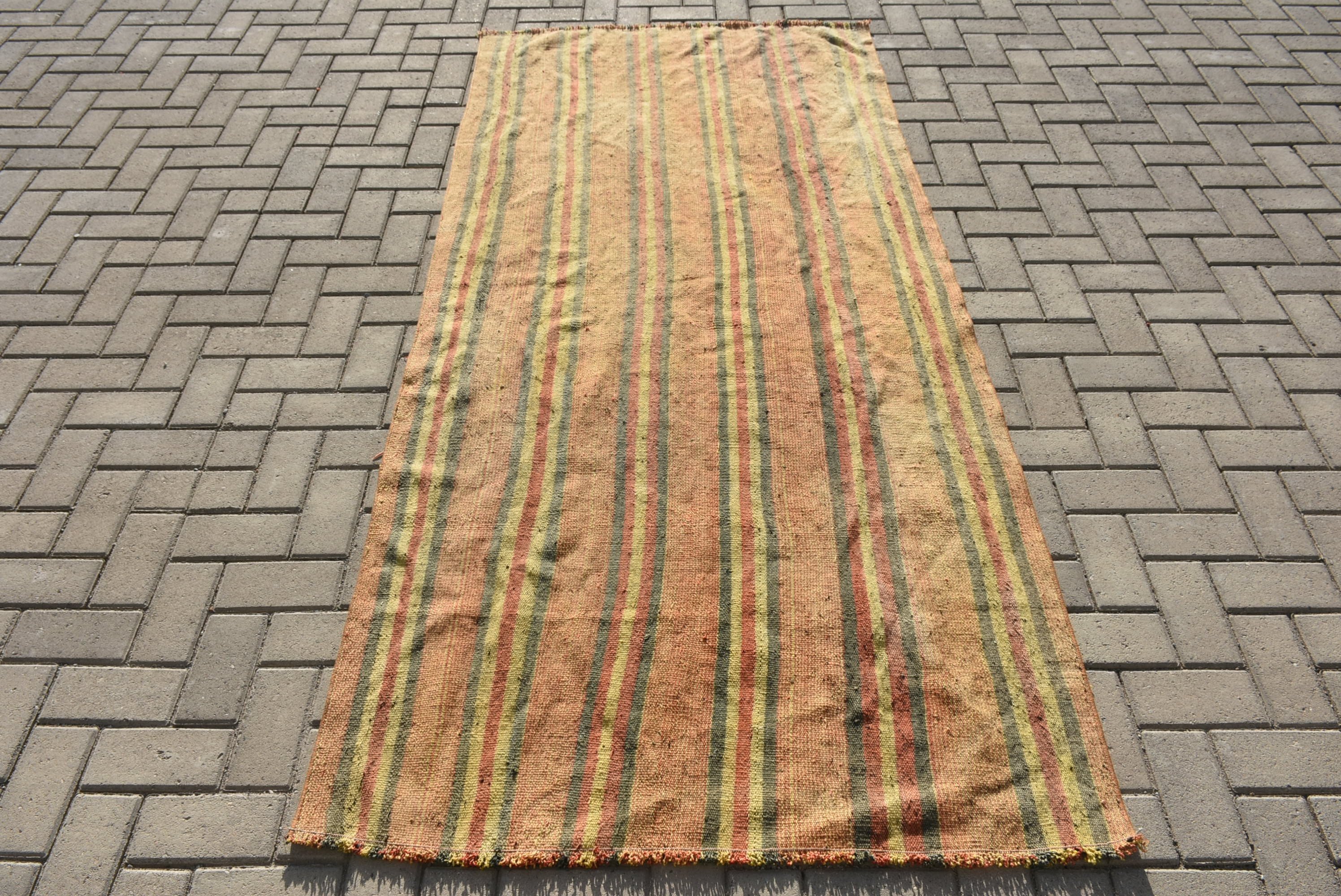 Kilim, Vintage Halılar, Oryantal Halı, Yemek Odası Halıları, Yatak Odası Halıları, 3.7x8 ft Alan Halısı, Turuncu Oryantal Halı, Anadolu Halısı, Türk Halısı