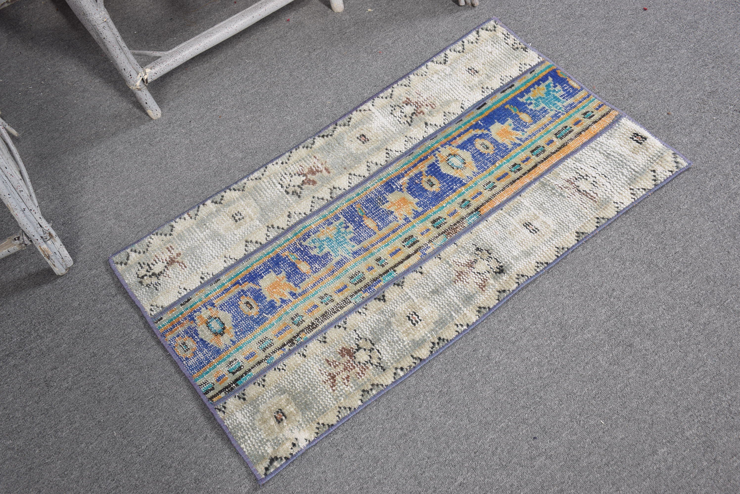 Door Mat Rug, Blue Kitchen Rugs, Bohemian Rug, 1.7x3.1 ft Small Rug, Oushak Rugs, Anatolian Rug, Turkish Rug, Vintage Rug, Wall Hanging Rug