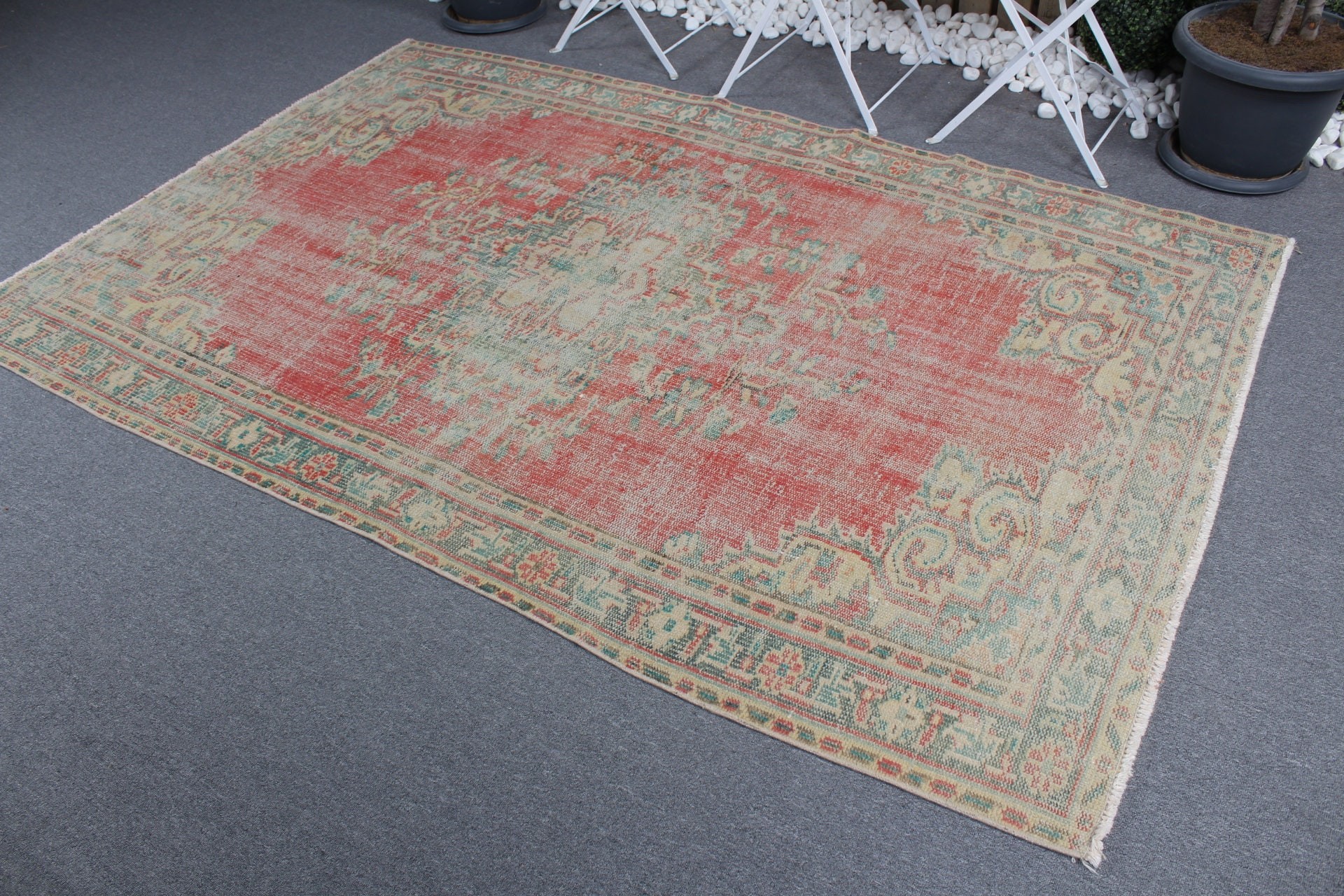 Turkish Rug, Anatolian Rug, Salon Rug, Red Kitchen Rugs, 5.3x8 ft Large Rug, Wool Rug, Rugs for Dining Room, Bedroom Rugs, Vintage Rug