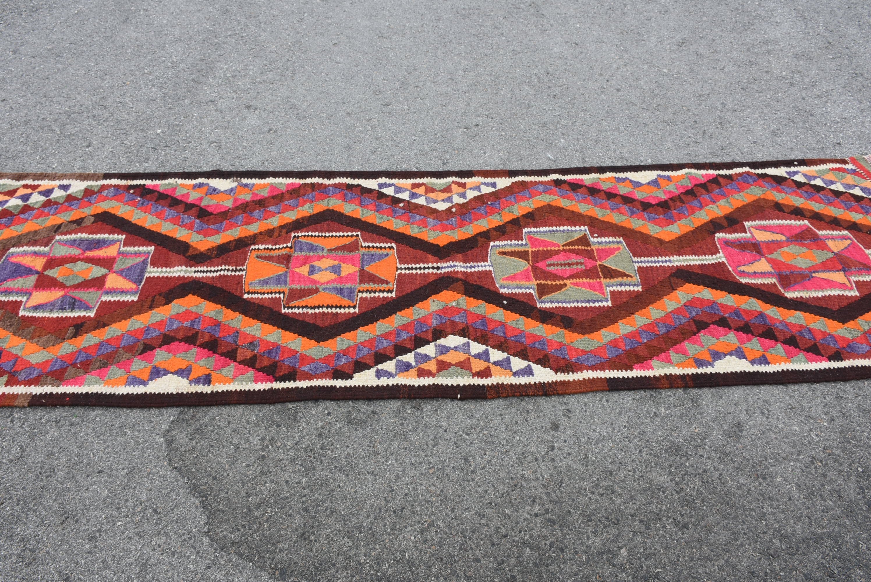 Orange Oushak Rugs, Stair Rugs, Home Decor Rug, Rugs for Kitchen, Turkish Rugs, Vintage Rug, 3x9.9 ft Runner Rug, Floor Rug, Hallway Rug