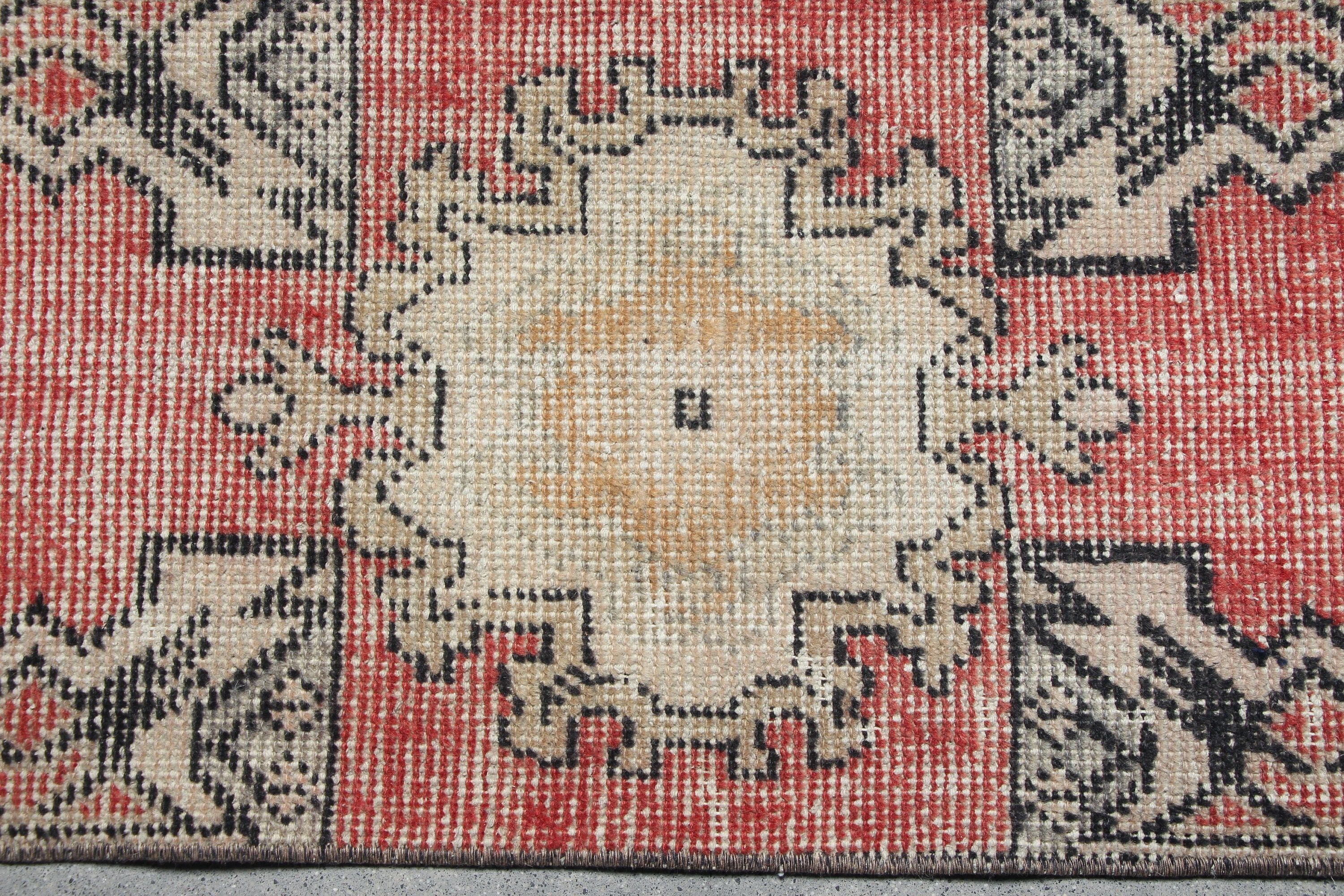 Moroccan Rug, Wall Hanging Rugs, Vintage Rug, Red Antique Rugs, Anatolian Rug, Retro Rugs, Turkish Rugs, Entry Rug, 1.3x2.6 ft Small Rugs