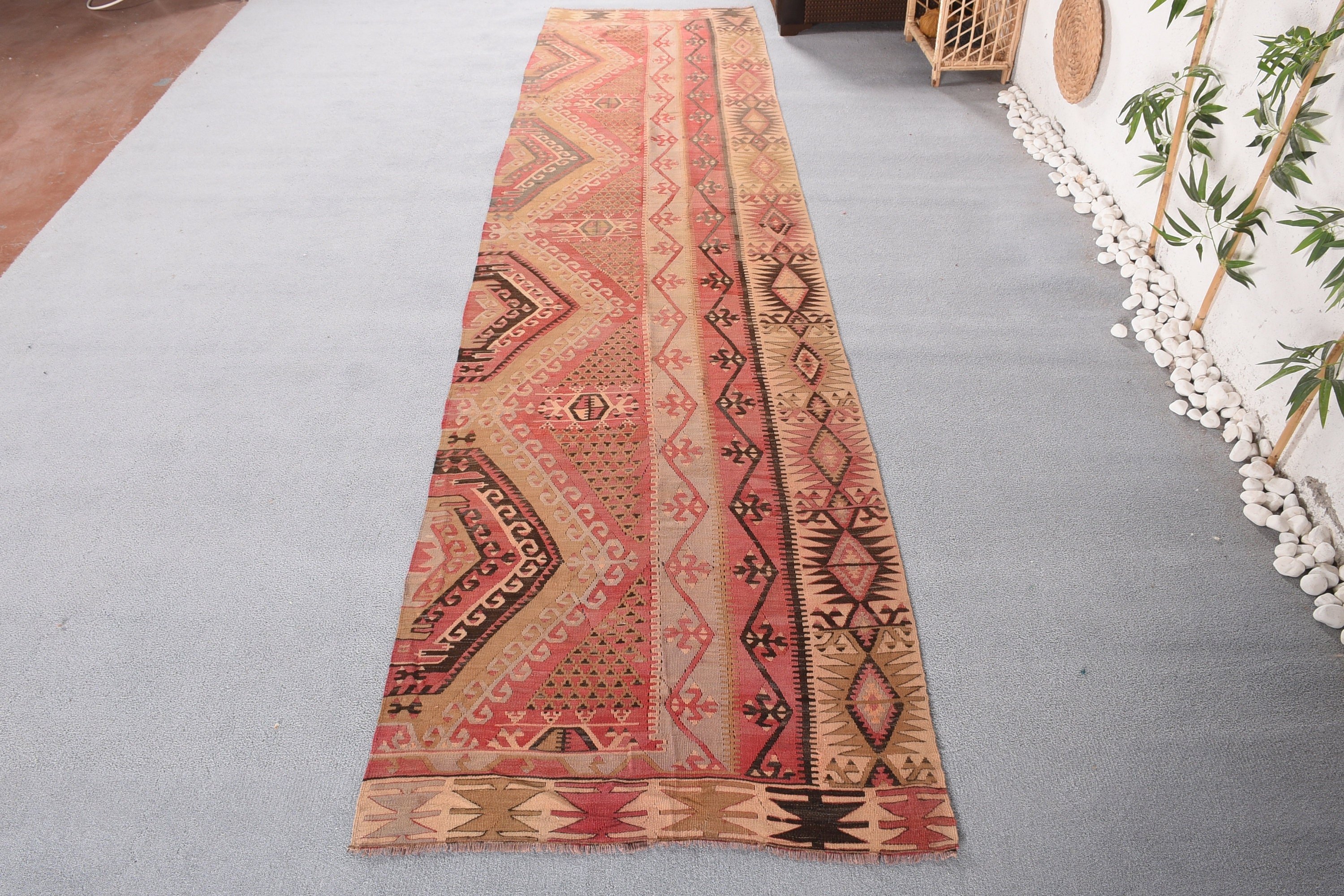 Koridor Halıları, 3.1x12.4 ft Koşucu Halısı, Kırmızı Soğuk Halılar, Ev Dekorasyonu Halısı, Vintage Halı, Yer Halısı, Merdiven Halıları, Kilim, Türk Halısı