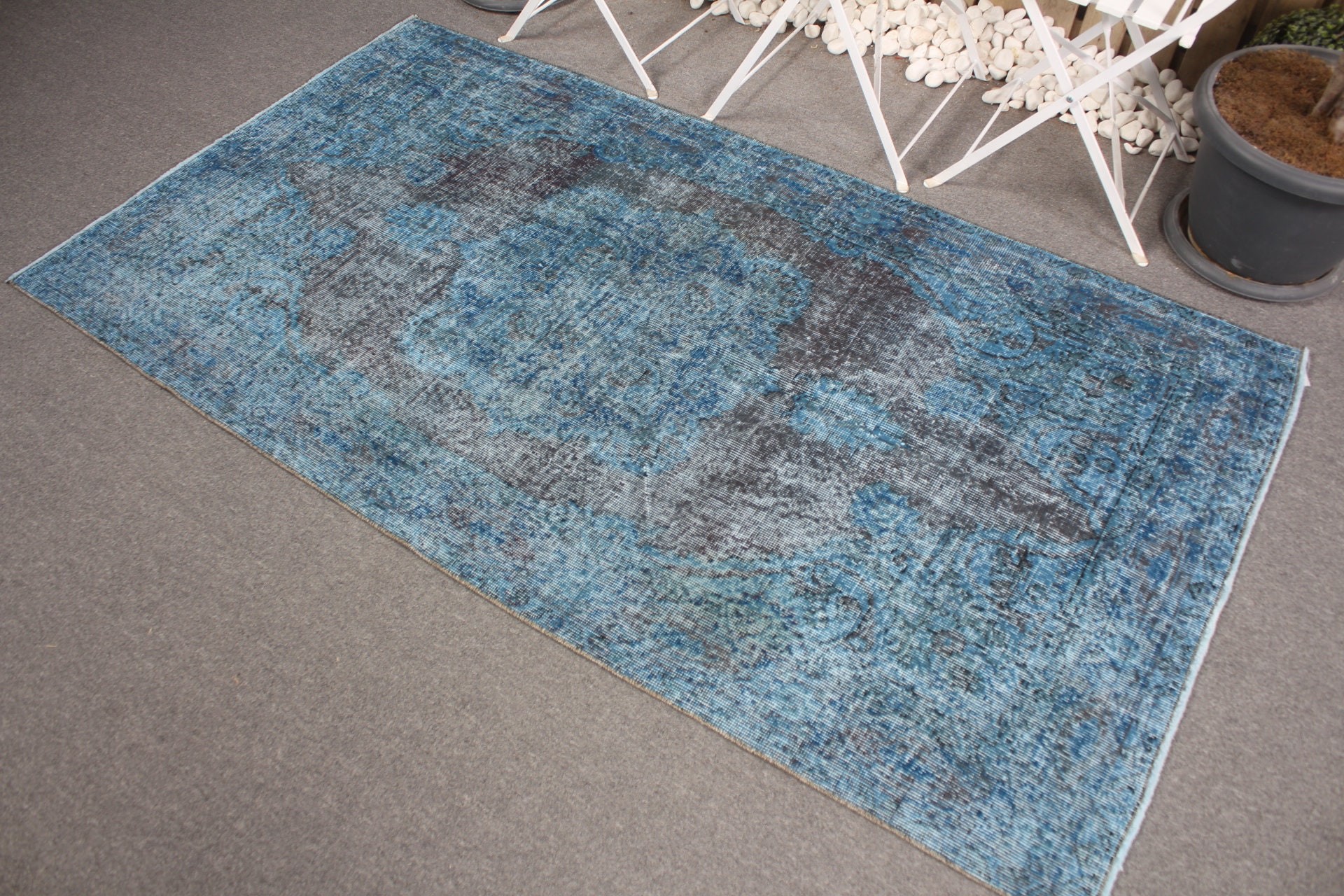 Blue Kitchen Rugs, Vintage Rugs, Bedroom Rugs, Living Room Rug, 3.6x6.7 ft Area Rug, Rugs for Area, Turkish Rugs, Floor Rug, Wool Rug