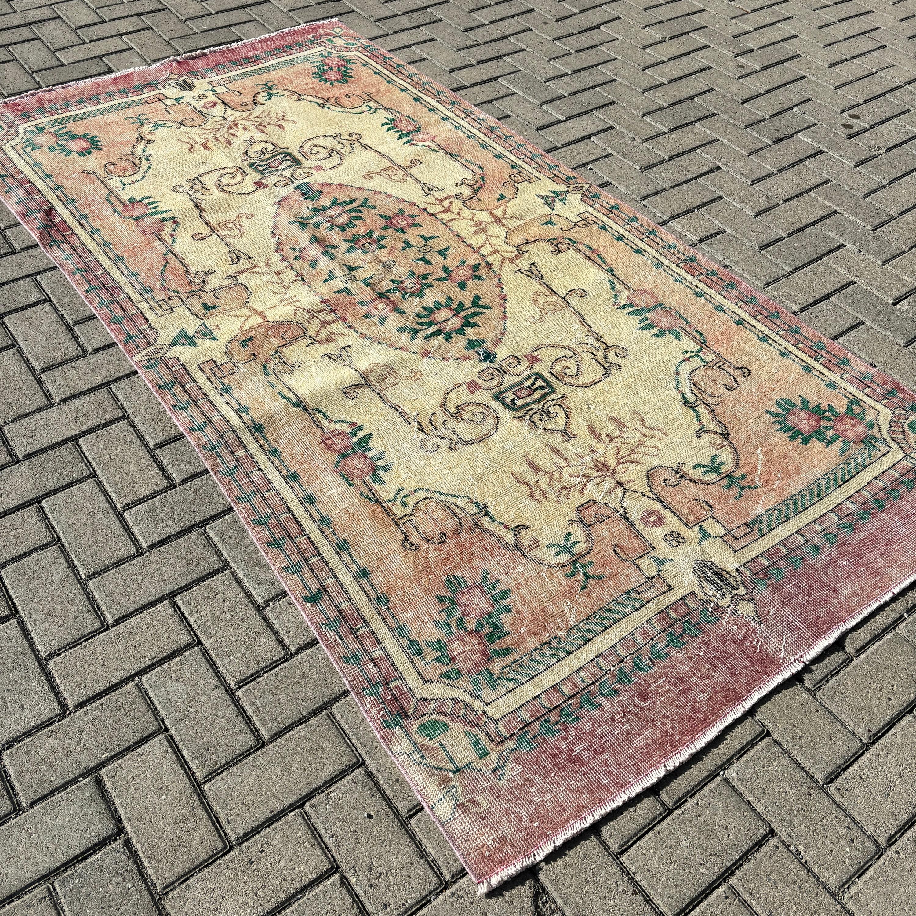 Türk Halıları, Geniş Alan Halıları, Yatak Odası Halıları, Boho Halıları, İç Mekan Halıları, 4x9,3 ft Alan Halıları, Aztek Halısı, Pembe El Dokuma Halısı, Vintage Halılar