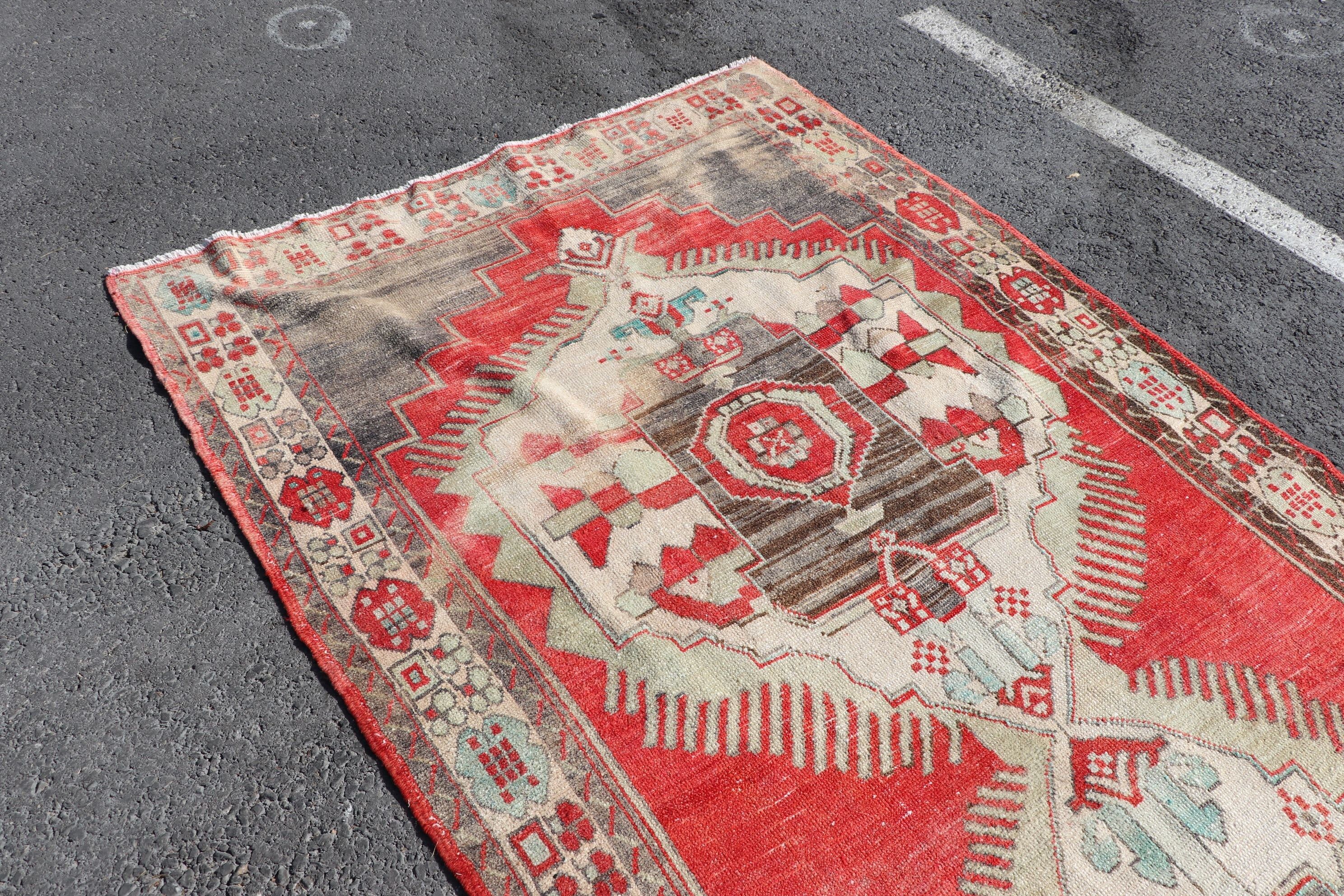 Pale Rug, Turkish Rugs, Moroccan Rug, Rugs for Stair, Corridor Rug, Stair Rug, 4.7x12 ft Runner Rugs, Floor Rug, Vintage Rugs, Red Cool Rug