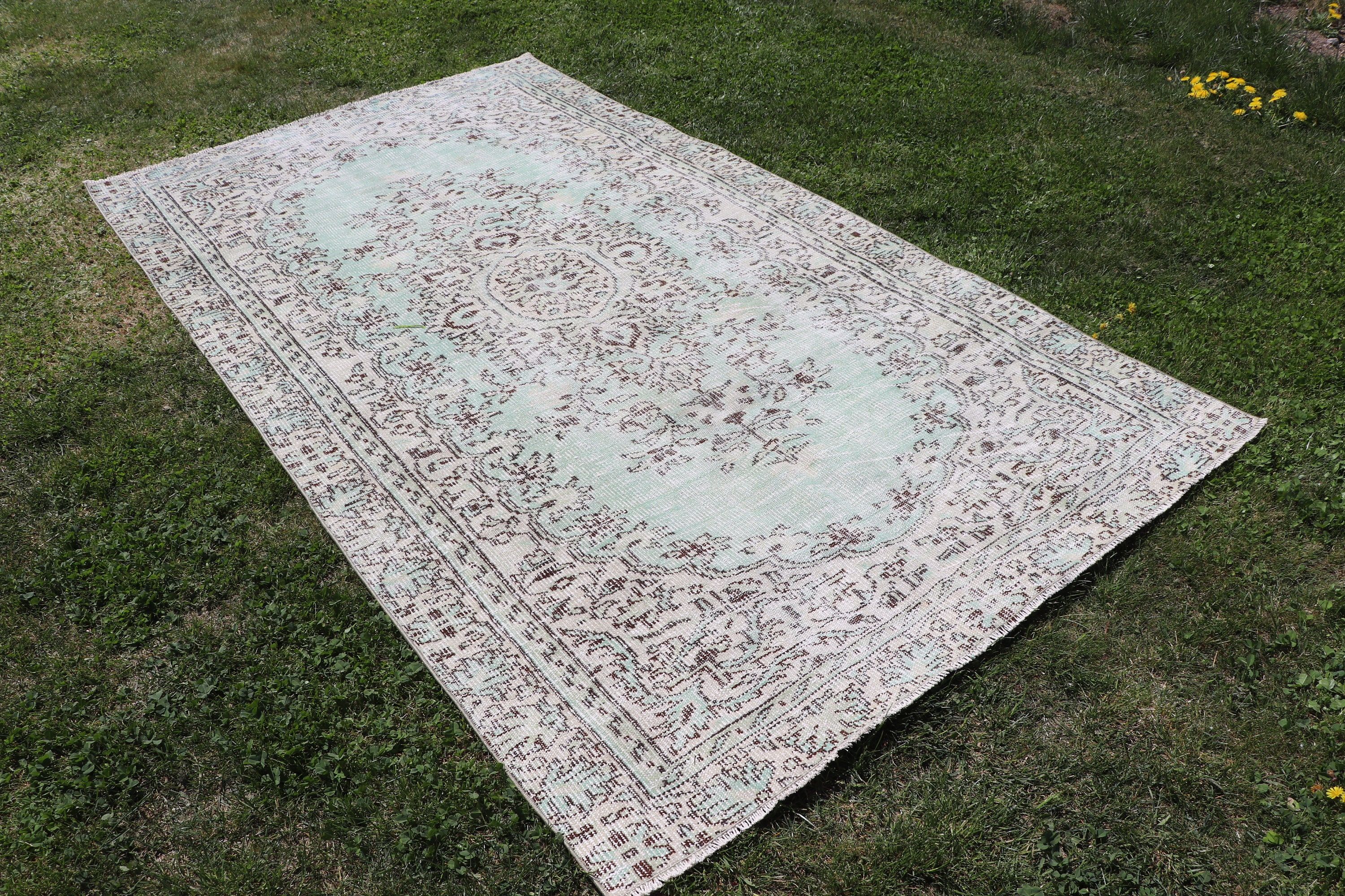 Boho Halı, Büyük Vintage Halılar, Yeşil Lüks Halı, Türk Halısı, Anadolu Halısı, 4.9x8.6 ft Büyük Halılar, Yemek Odası Halıları, Vintage Halı, Yün Halılar