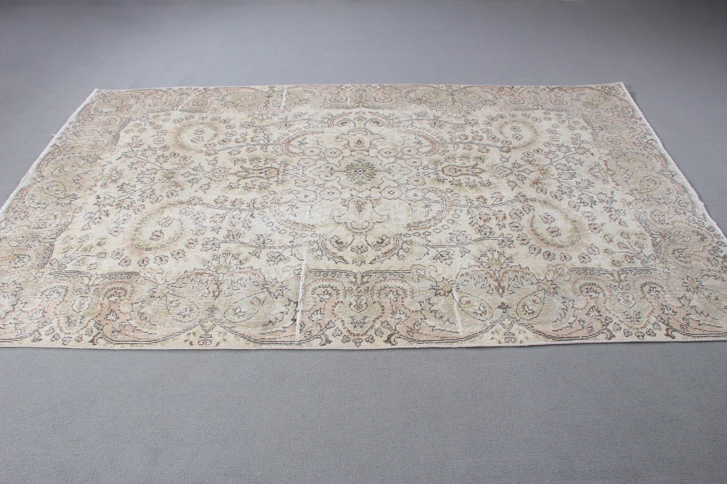 Floor Rug, Exotic Rug, Turkish Rugs, Beige Antique Rugs, Bedroom Rugs, Geometric Rugs, Vintage Rugs, Large Boho Rugs, 5.5x8.9 ft Large Rug