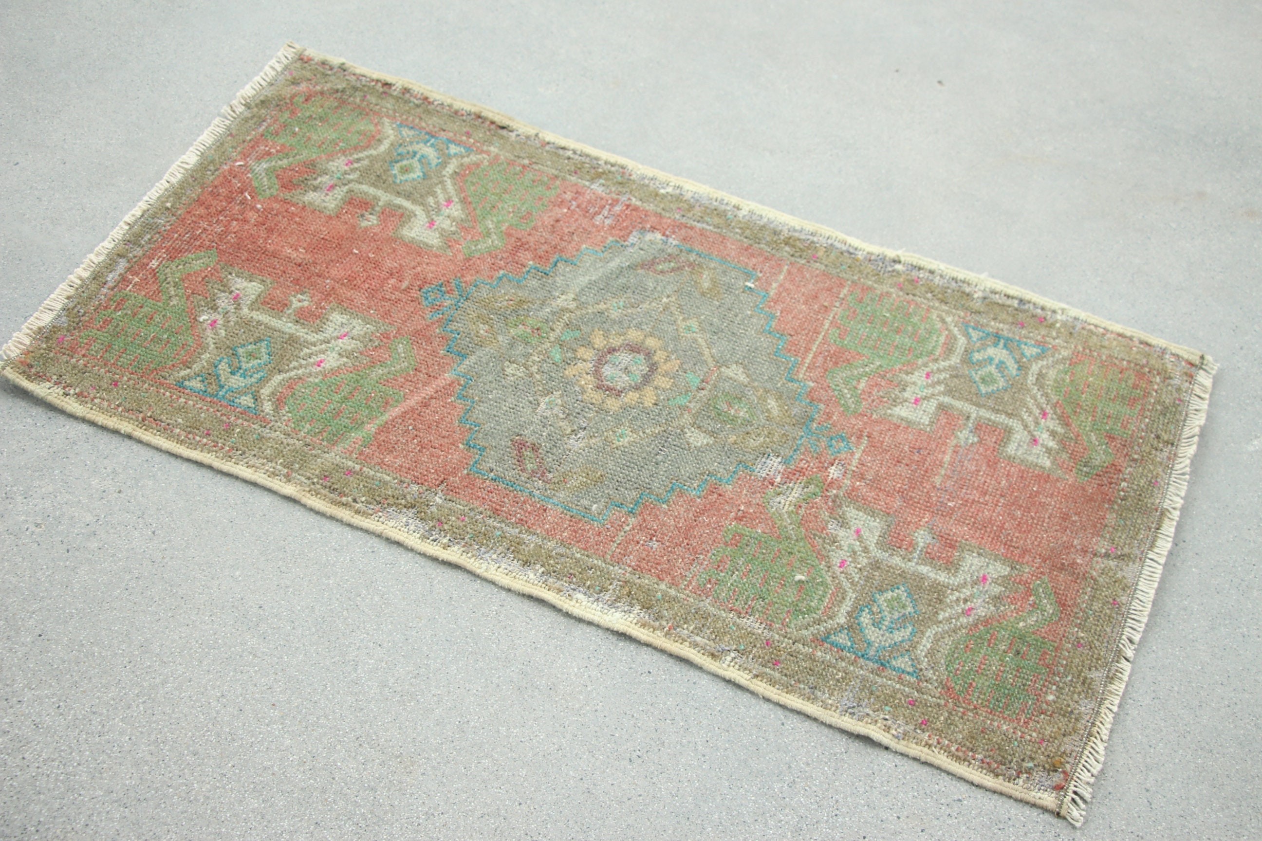 1.7x3.1 ft Small Rugs, Turkish Rugs, Green Kitchen Rugs, Outdoor Rug, Vintage Rugs, Oushak Rug, Floor Rugs, Bathroom Rugs, Small Area Rugs