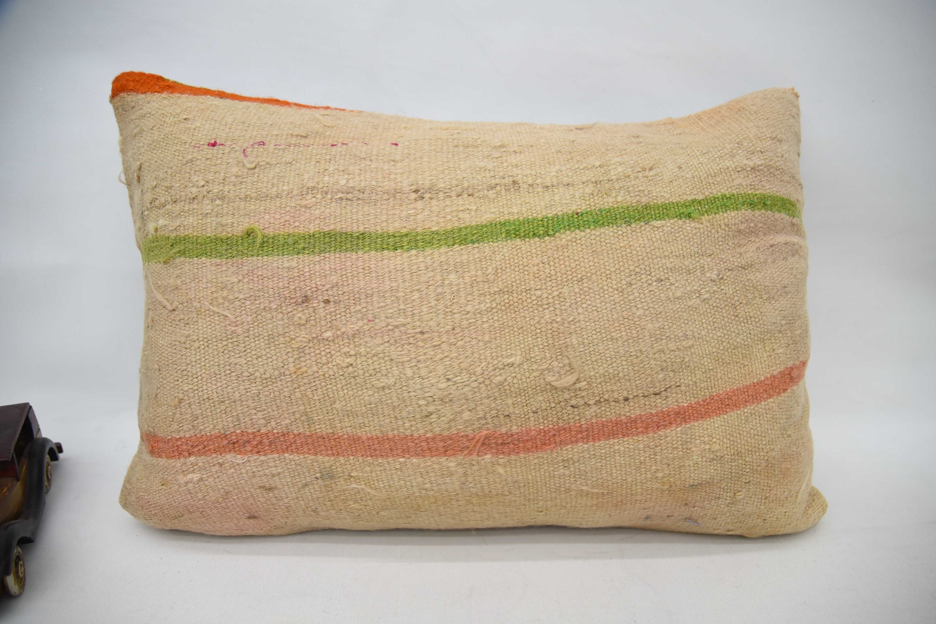 Outdoor Bolster Pillow Case, 16"x24" Orange Pillow Case, Pillow for Sofa, Turkish Kilim Pillow, Vintage Kilim Pillow