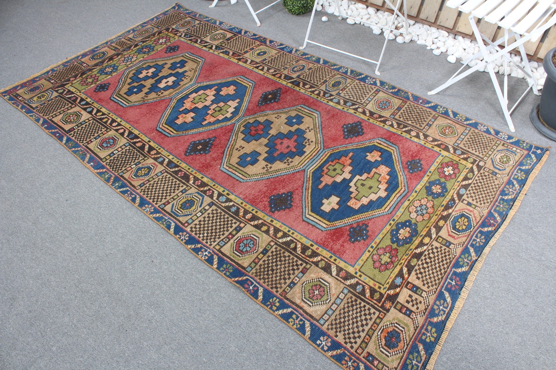 Oturma Odası Halıları, Parlak Halı, Kırmızı Yatak Odası Halısı, Yün Halılar, Oryantal Halı, Vintage Halı, 4x7,5 ft Alan Halısı, İç Mekan Halıları, Türk Halıları