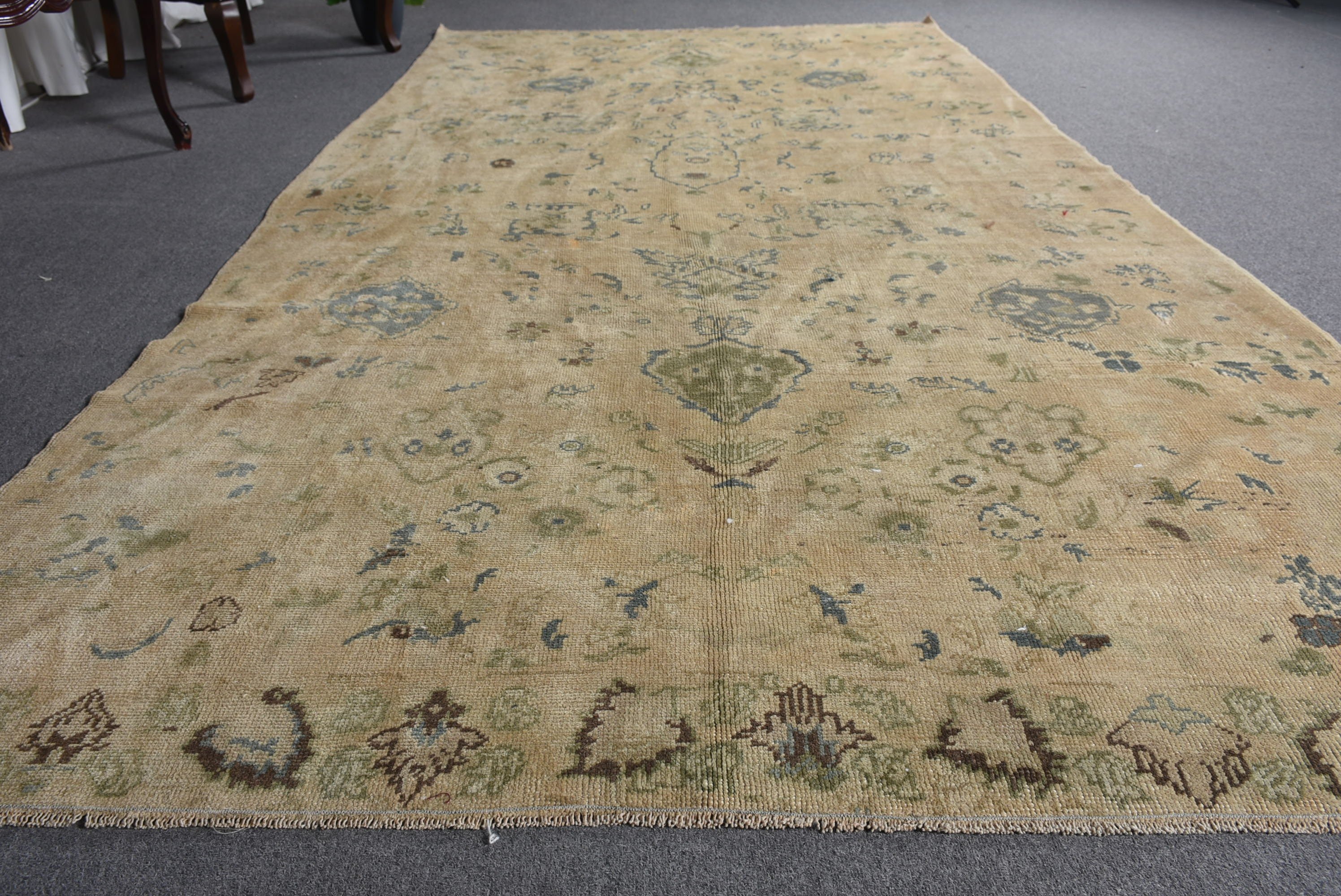 Vintage Halı, Türk Halısı, Yemek Odası Halısı, Antika Halılar, 5.8x10.6 ft Büyük Halı, Yatak Odası Halısı, Anadolu Halıları, Kahverengi Oushak Halıları, Sessiz Halı