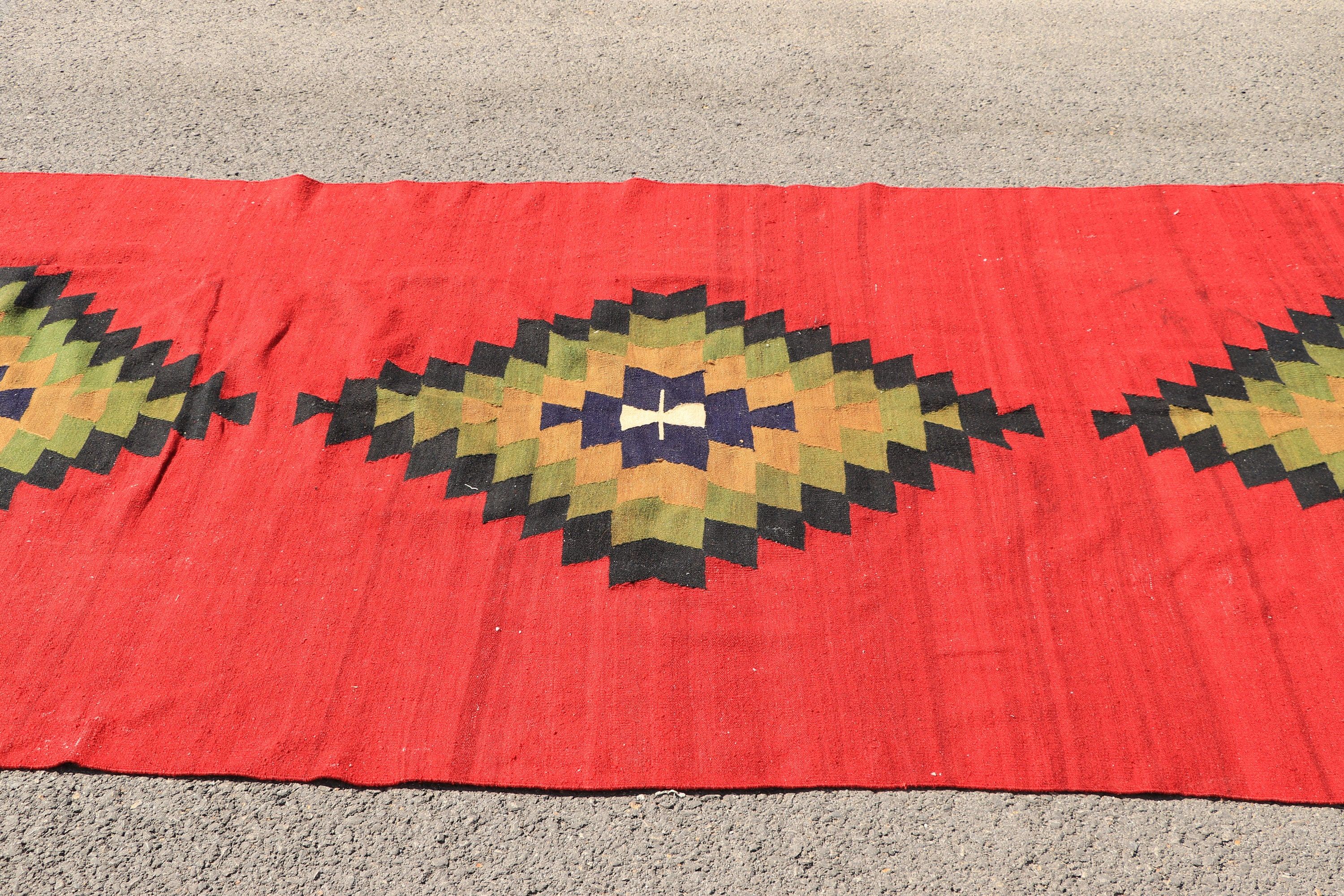 Yatak odası Kilim, Yatak odası Kilim, 154x360 cm Salon Kilim, Salon Kilim, Antik Kilim, Kırmızı Oryantal Kilim, Türk Kilim