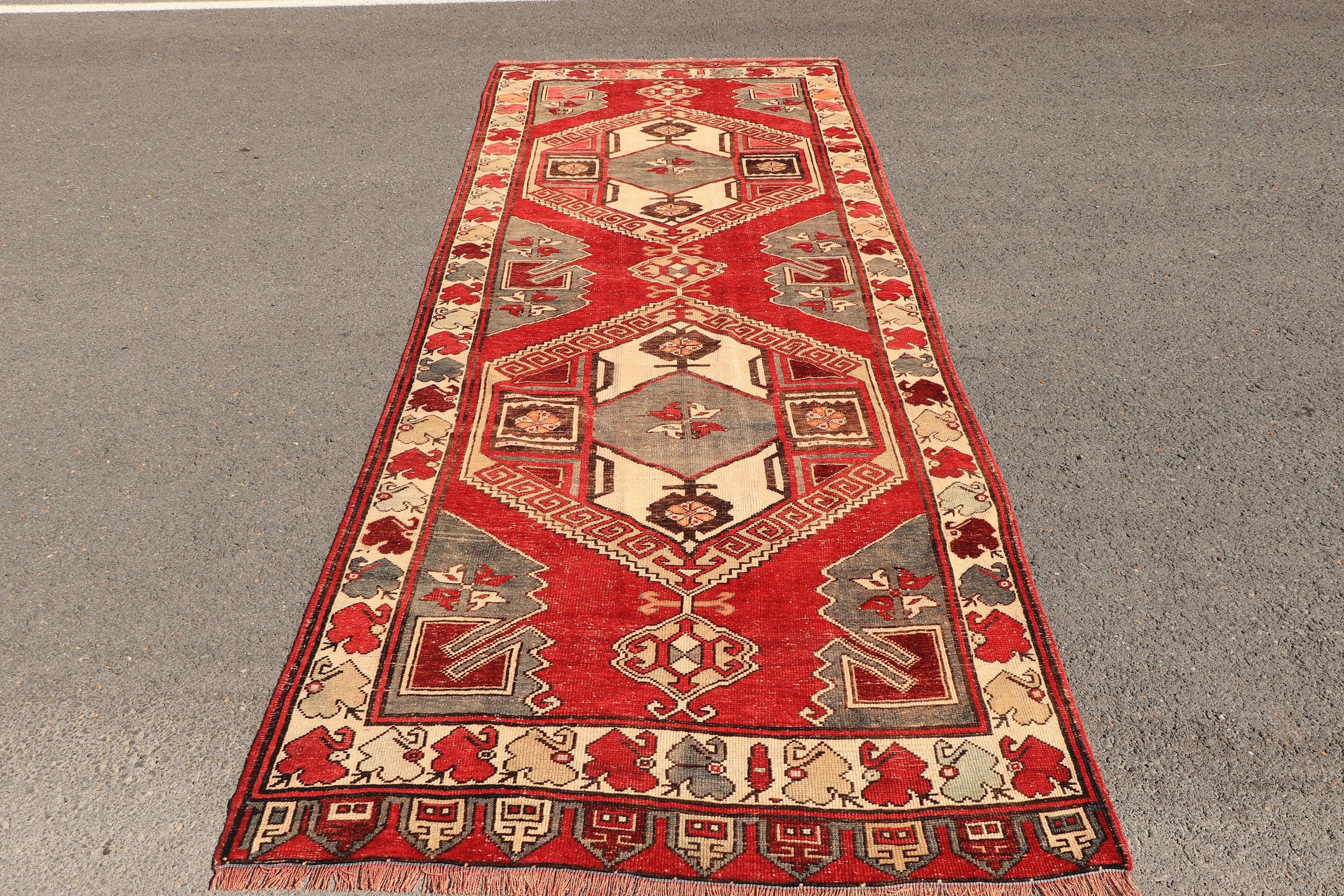 Bedroom Rugs, 4.3x11 ft Runner Rugs, Stair Rug, Vintage Rug, Turkish Rug, Kitchen Rug, Home Decor Rug, Red Moroccan Rugs, Rugs for Kitchen